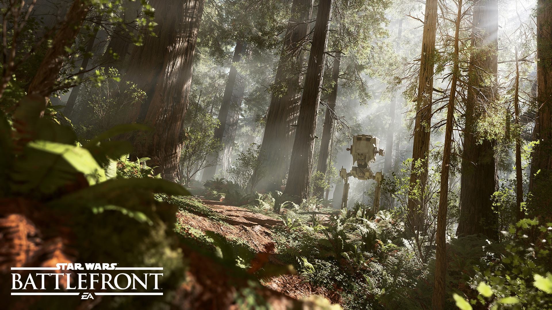 General 1920x1080 Star Wars Star Wars: Battlefront Endor Battle of Endor AT-ST trees Galactic Empire AT-ST Walker video games PC gaming video game art science fiction Electronic Arts EA DICE