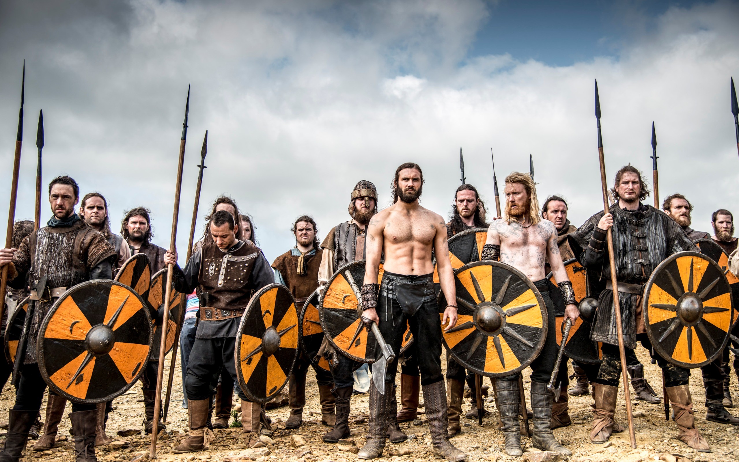 People 2560x1600 Vikings Vikings (TV series) Rollo Lothbrok men TV series Group of Men actor spear shield weapon axes Clive Standen film stills