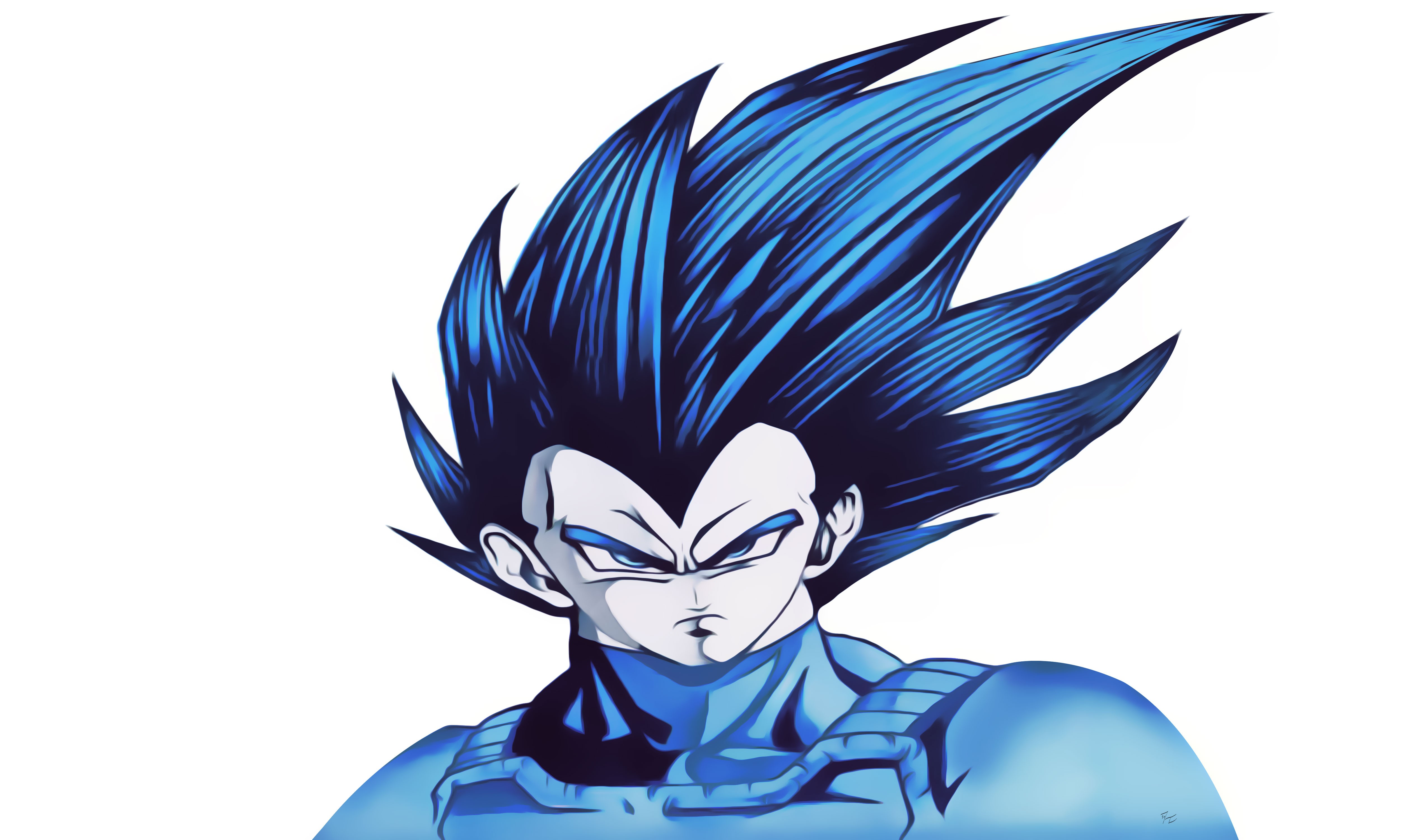 Anime 5100x3000 Dragon Ball Z fantasy art anime boys anime Vegeta blue hair blue eyes simple background white background angry face