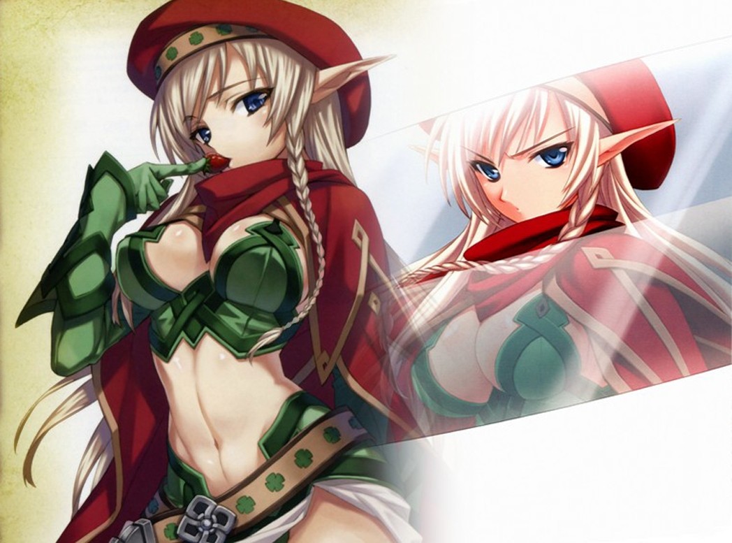 Anime 1048x777 Queen's Blade anime girls pointy ears blue eyes Alleyne (Queen's Blade)