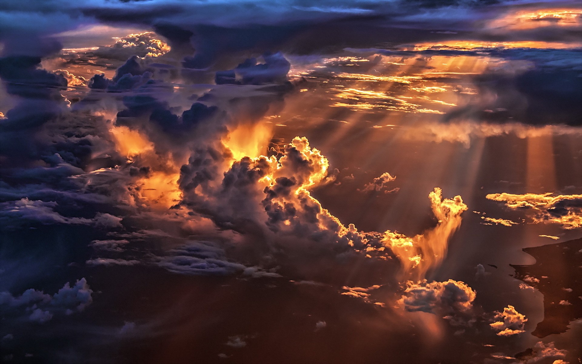 General 1920x1200 nature sky clouds sunlight aerial view sun rays