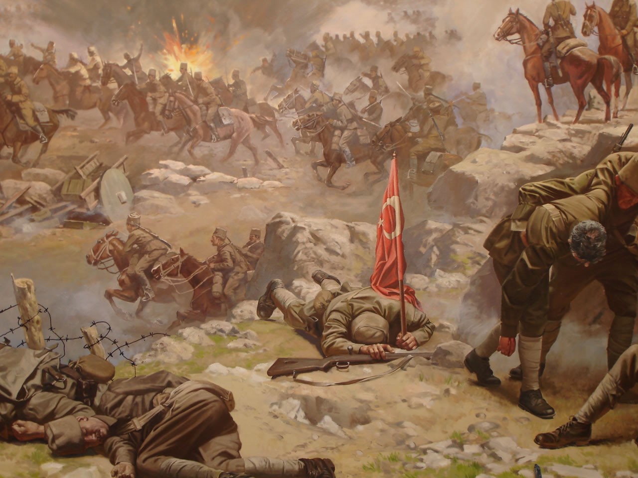 General 1280x960 war battle military artwork Middle East Turkish flag