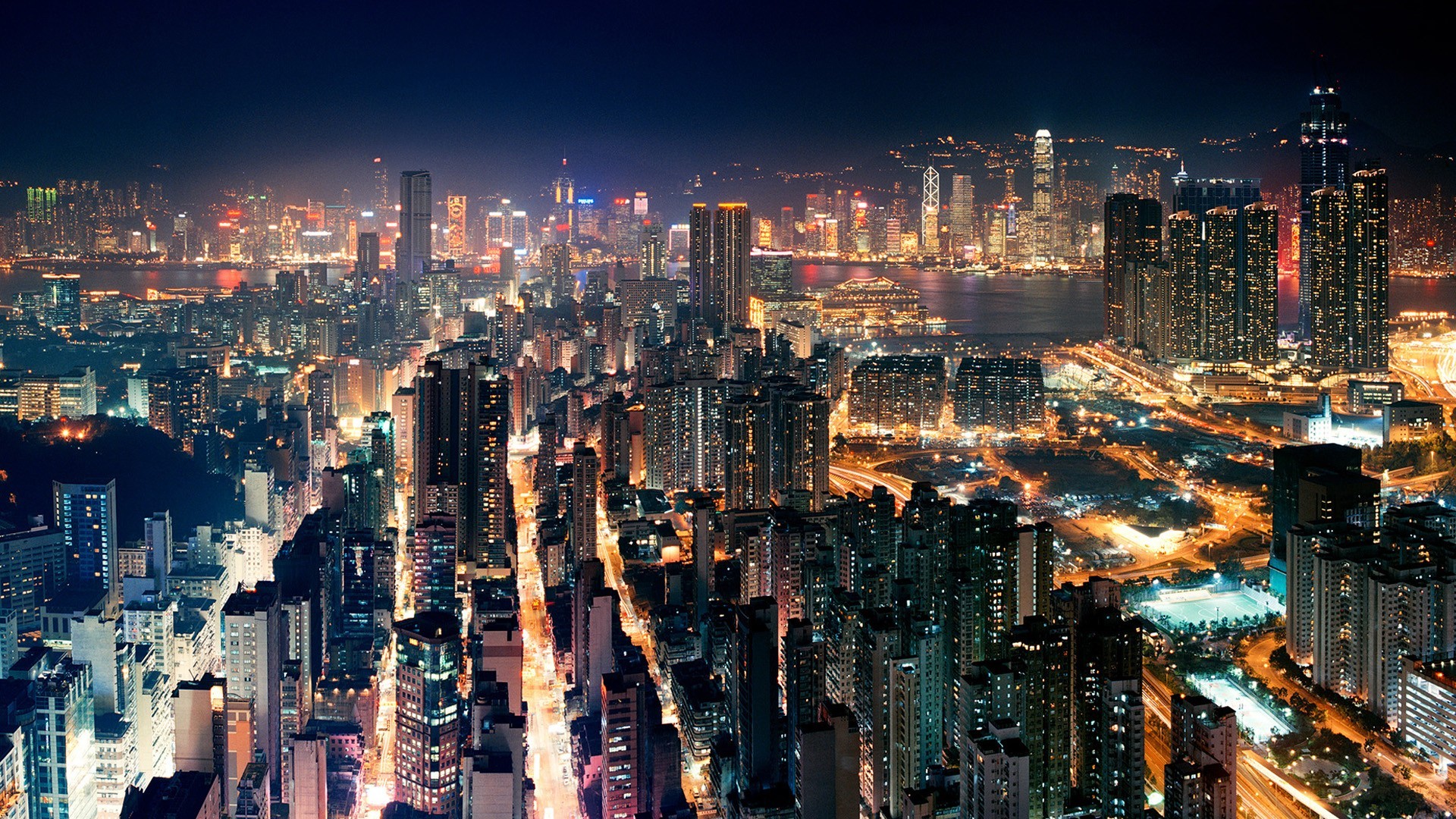 General 1920x1080 Hong Kong city lights city urban China Asia