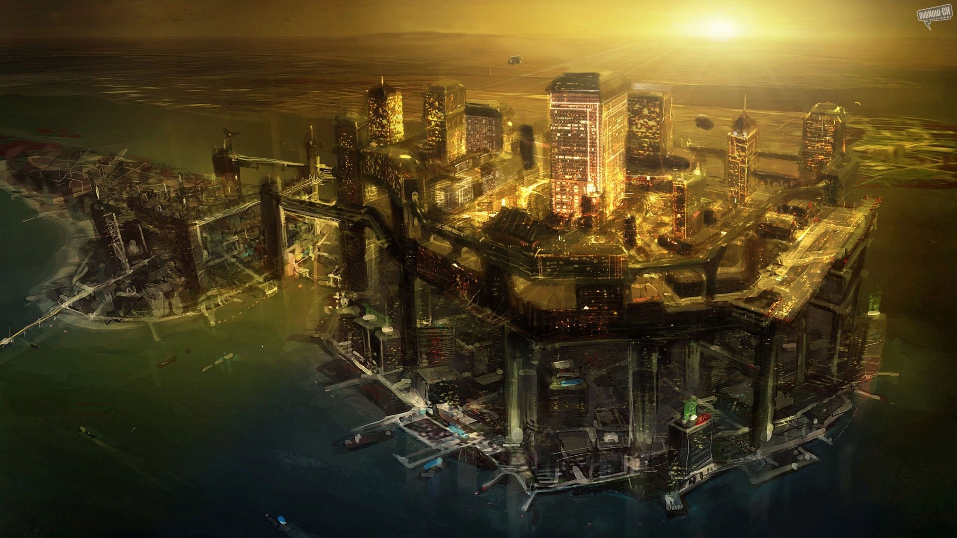 General 1920x1080 Deus Ex: Human Revolution concept art video games PC gaming futuristic city futuristic video game art