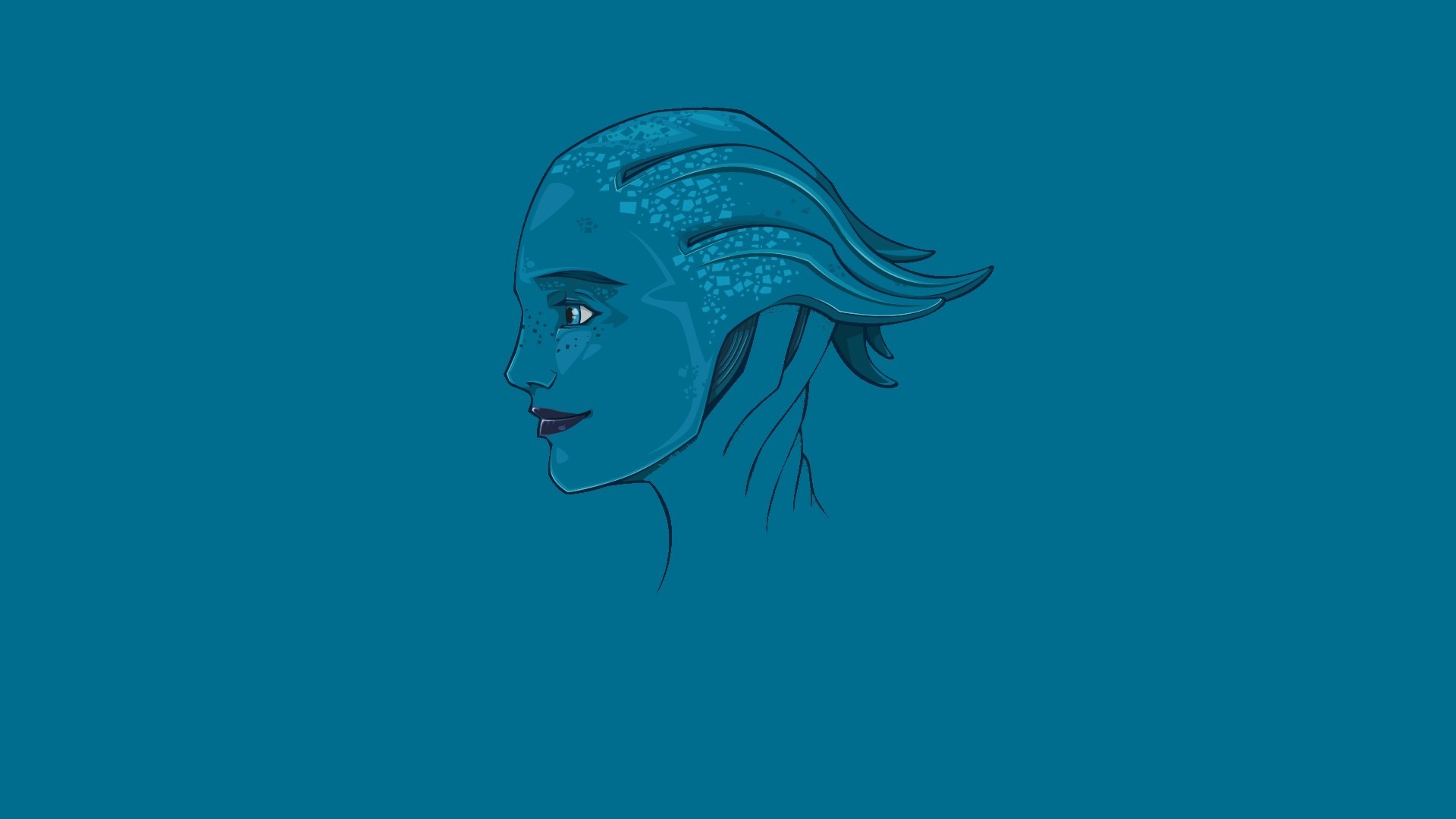 General 1920x1080 Mass Effect Asari video games minimalism blue background profile face science fiction Liara T'Soni PC gaming video game art video game girls