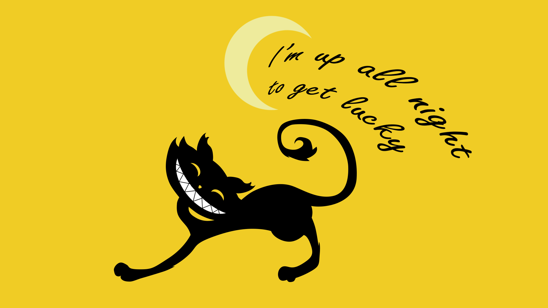 General 1920x1080 artwork cats yellow yellow background mammals simple background crescent moon
