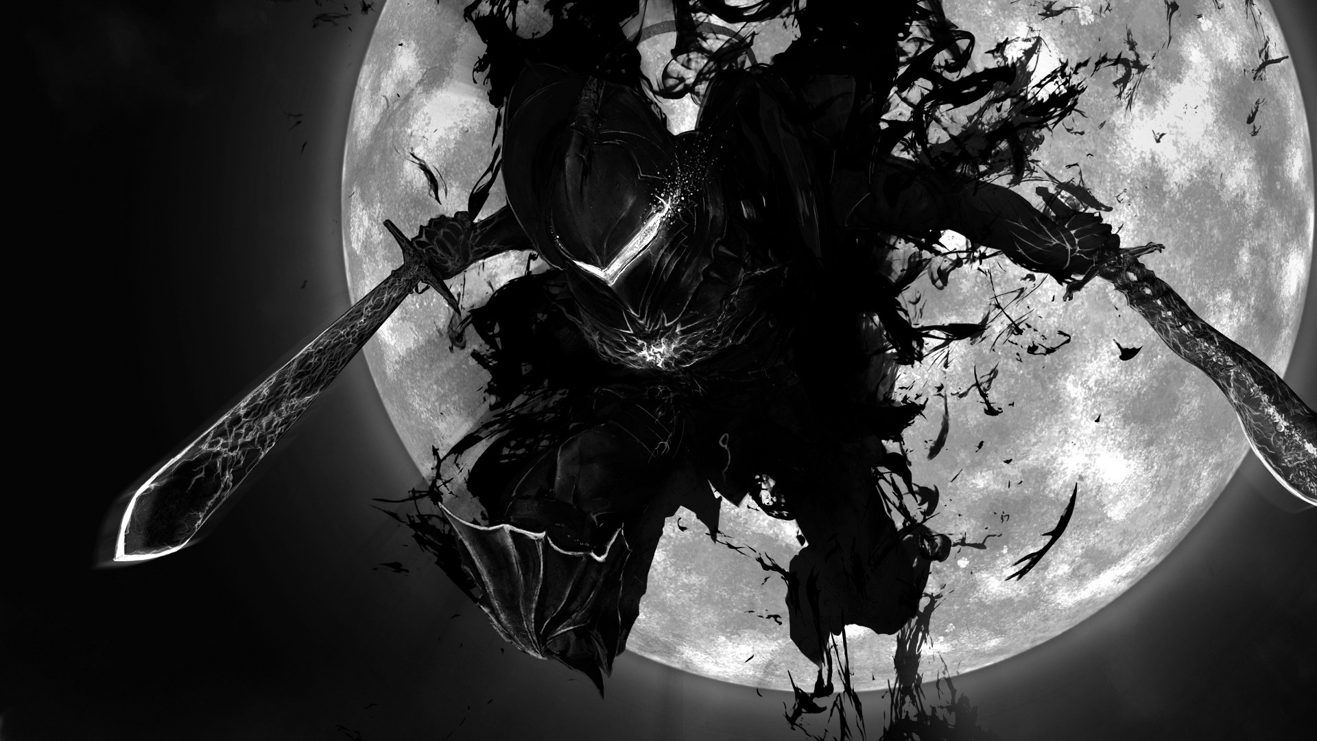 Anime 1920x1080 sword Fate/Zero Berserker (Fate/Zero) Fate series anime monochrome Moon video game characters dark berserker fantasy art