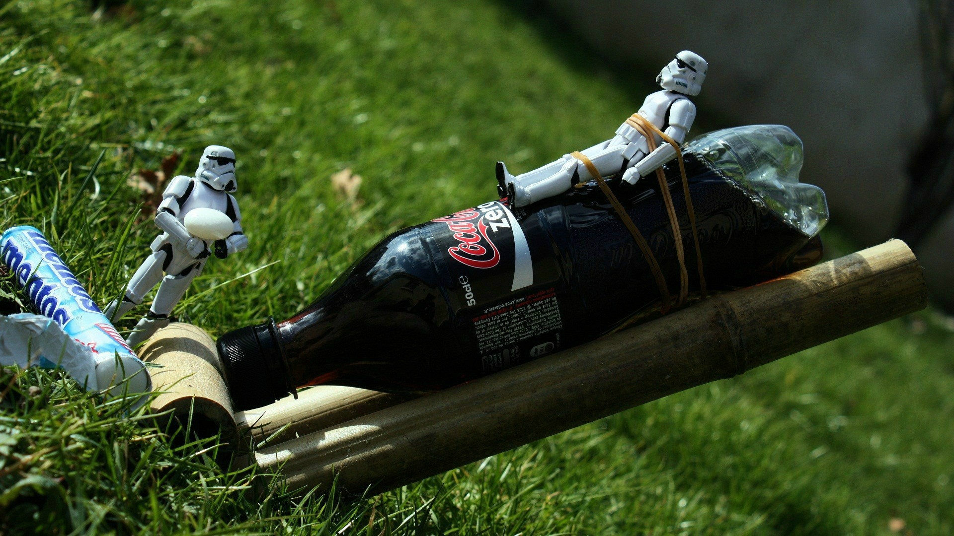 General 1920x1080 Star Wars Mentos humor toys stormtrooper Star Wars Humor Coca-Cola brand grass Imperial Stormtrooper action figures