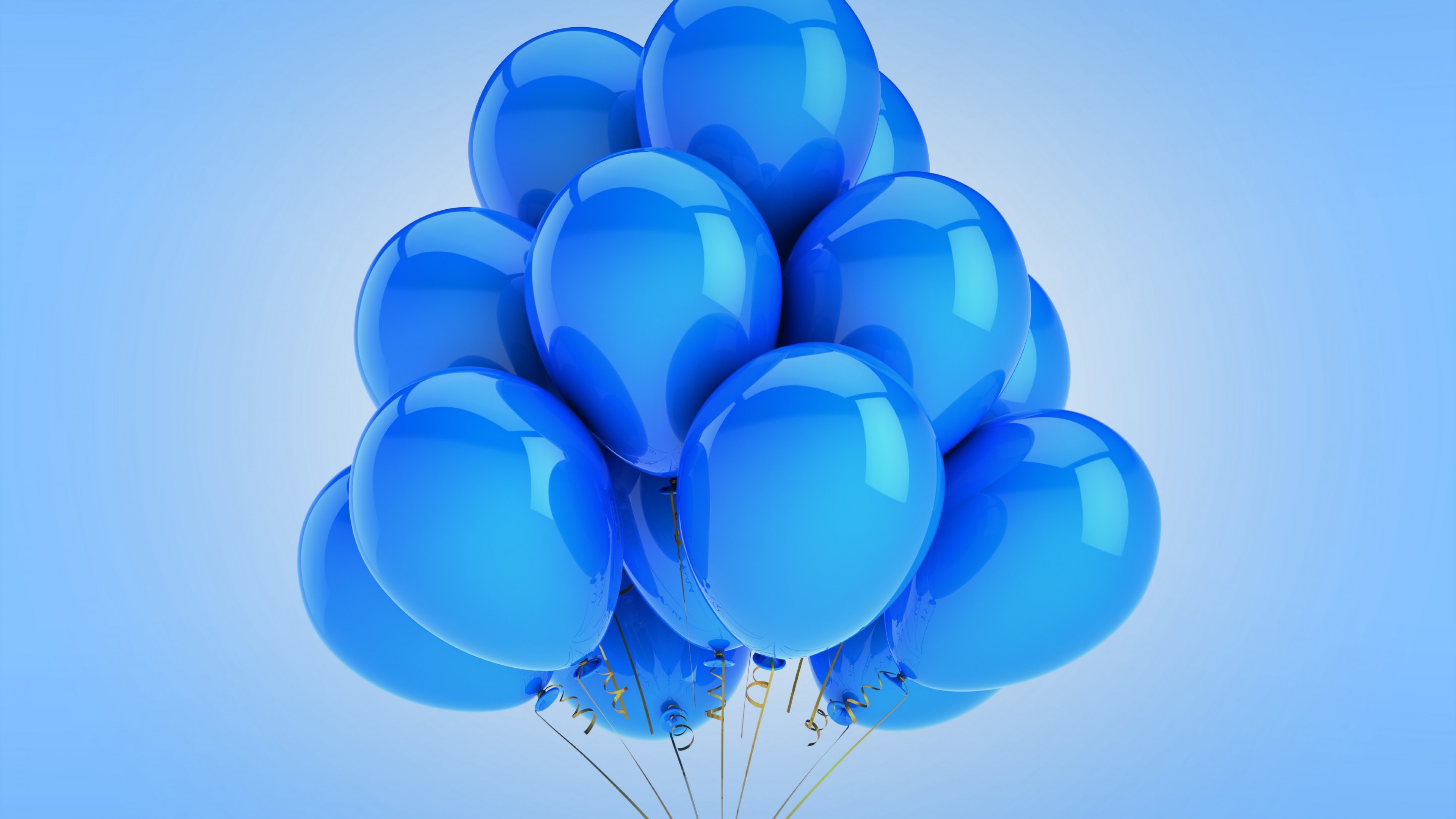 General 3840x2160 balloon blue cyan minimalism cyan background simple background