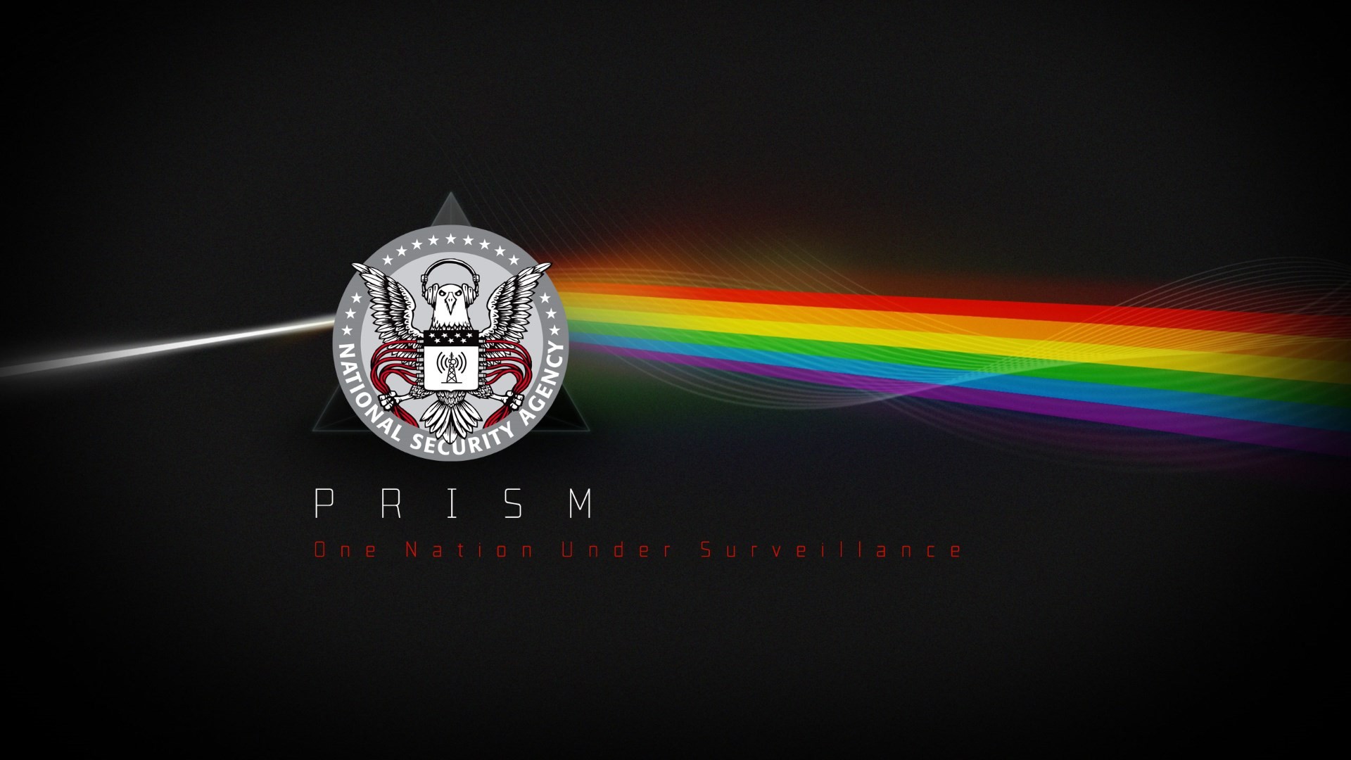 General 1920x1080 logo headphones digital art simple background typography rainbows prism black background