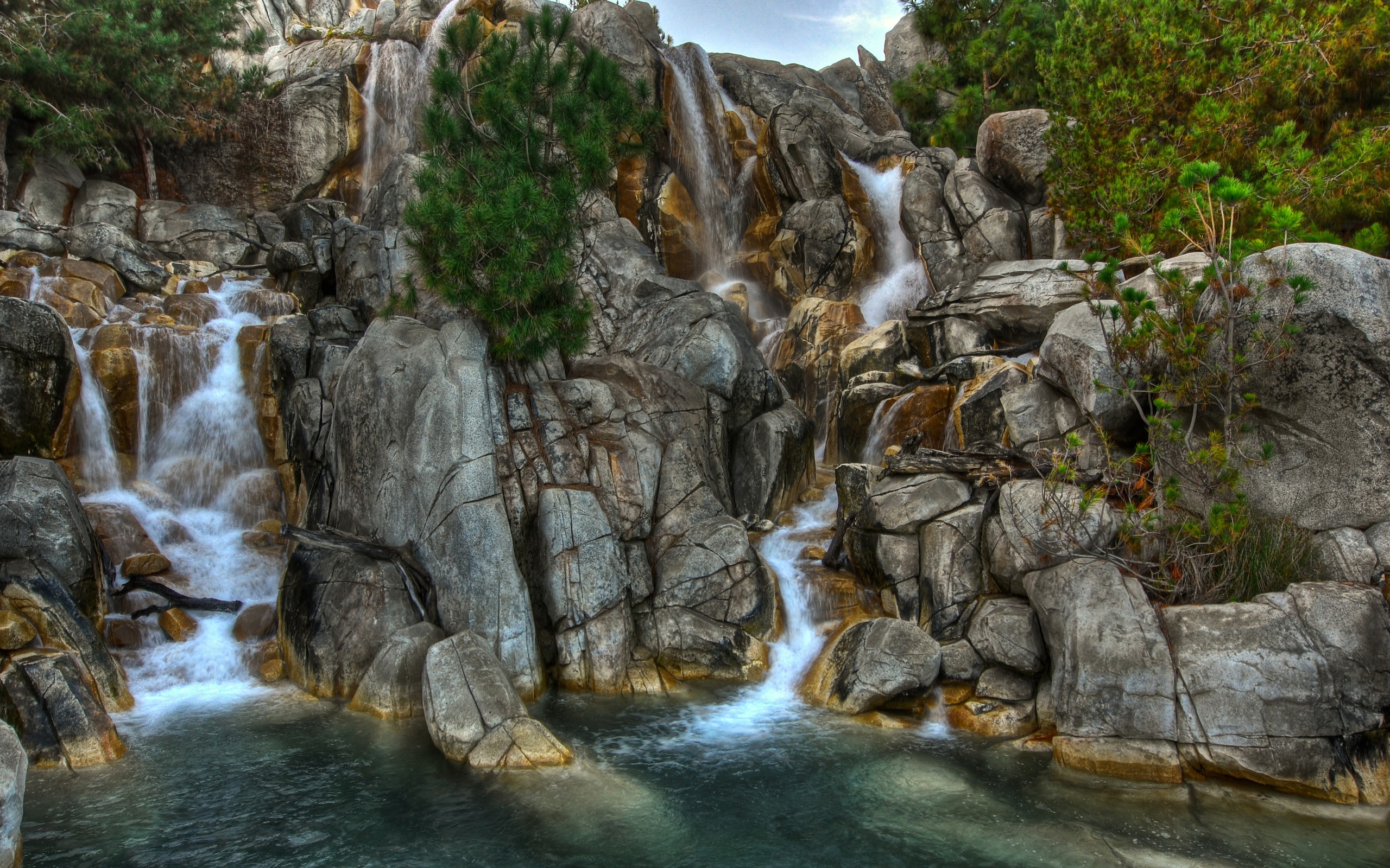Nature Waterfall Hdr Rock Outdoors Stones 2560x1600 Wallpaper