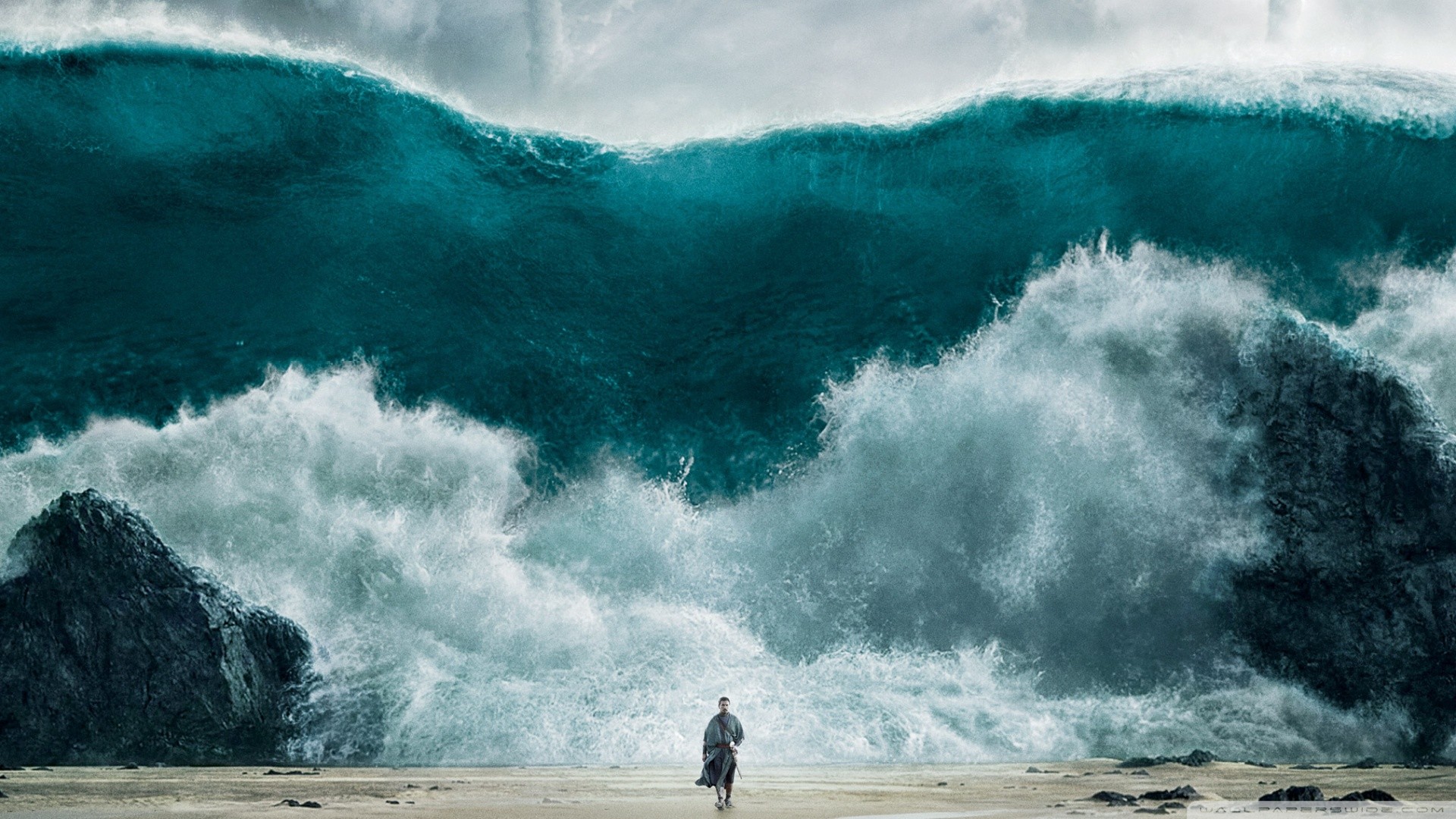 General 1920x1080 Exodus: Gods and Kings Christian Bale water waves splashes walking turquoise sand beach movies film stills