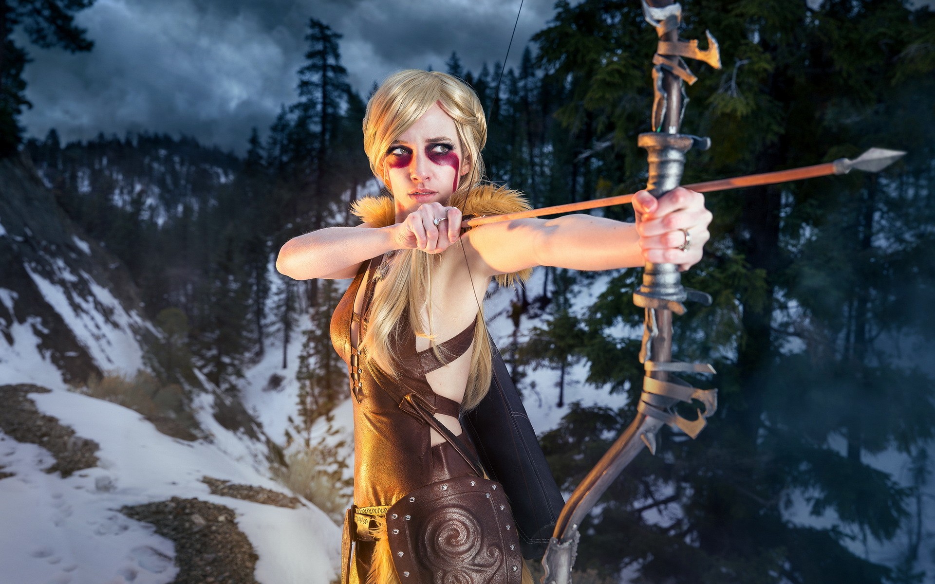 People 1920x1200 cosplay women The Elder Scrolls V: Skyrim blonde bow archery