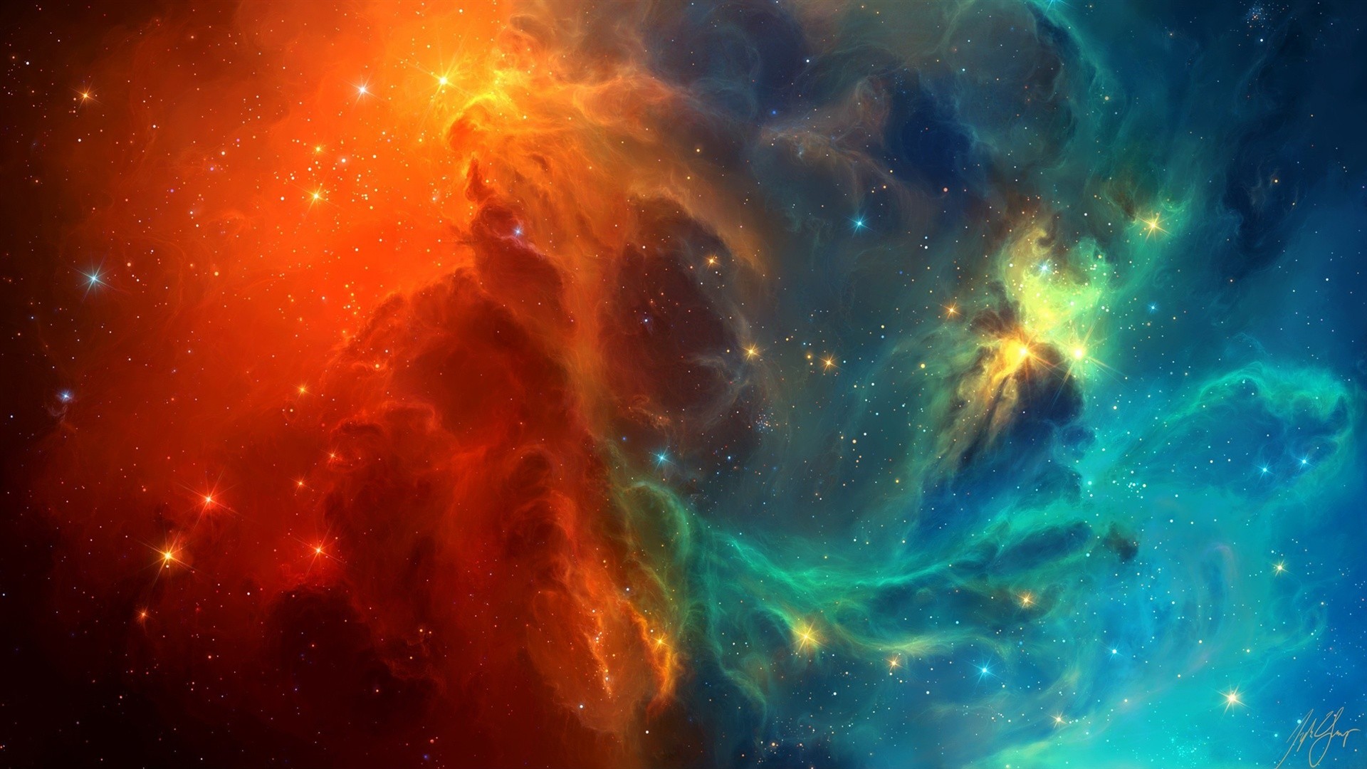 General 1920x1080 space stars colorful space art nebula digital art