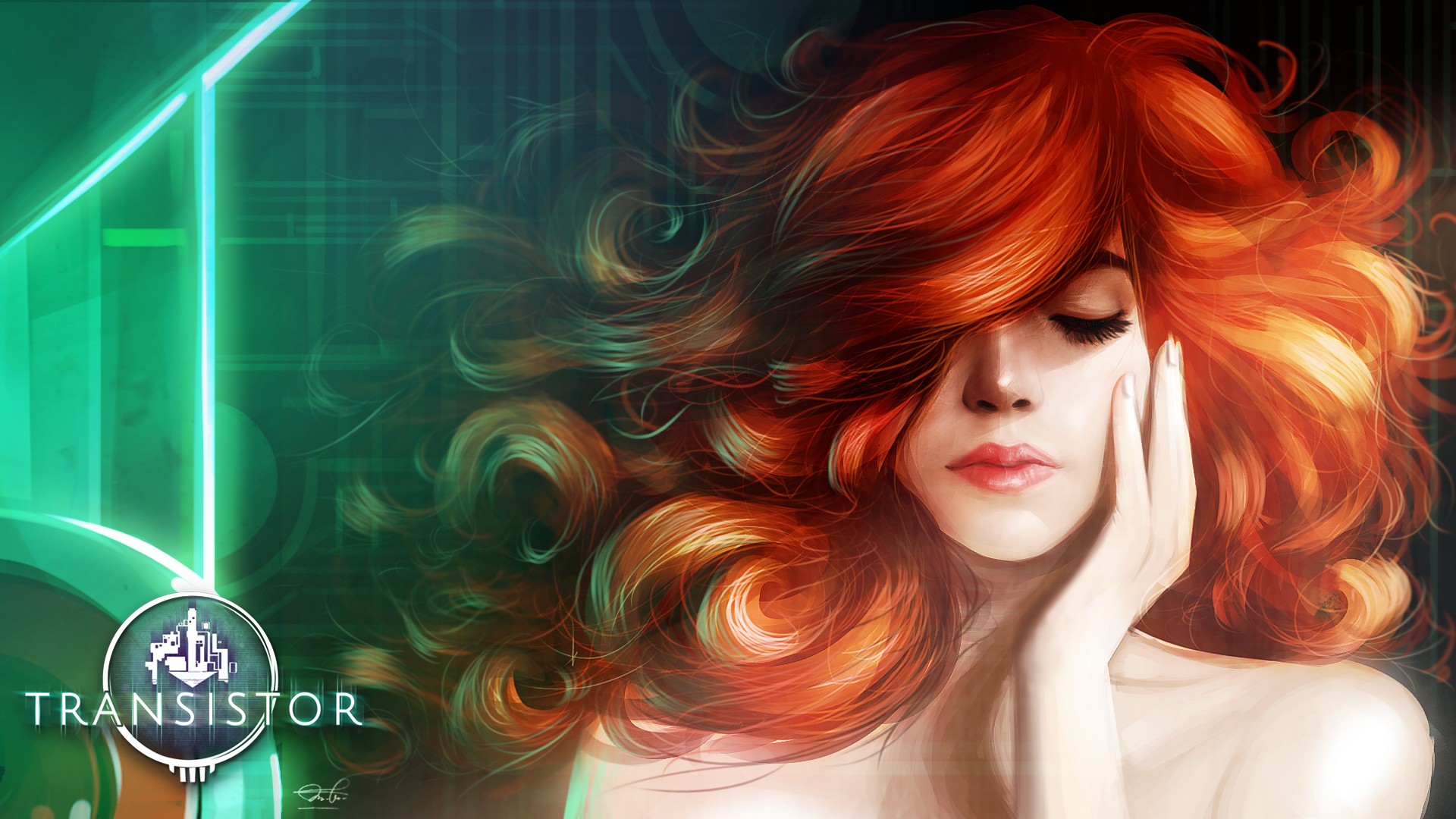 General 1920x1080 Transistor Red (Transistor) redhead video games PC gaming women face portrait long hair video game art video game girls video game characters red lipstick closed eyes