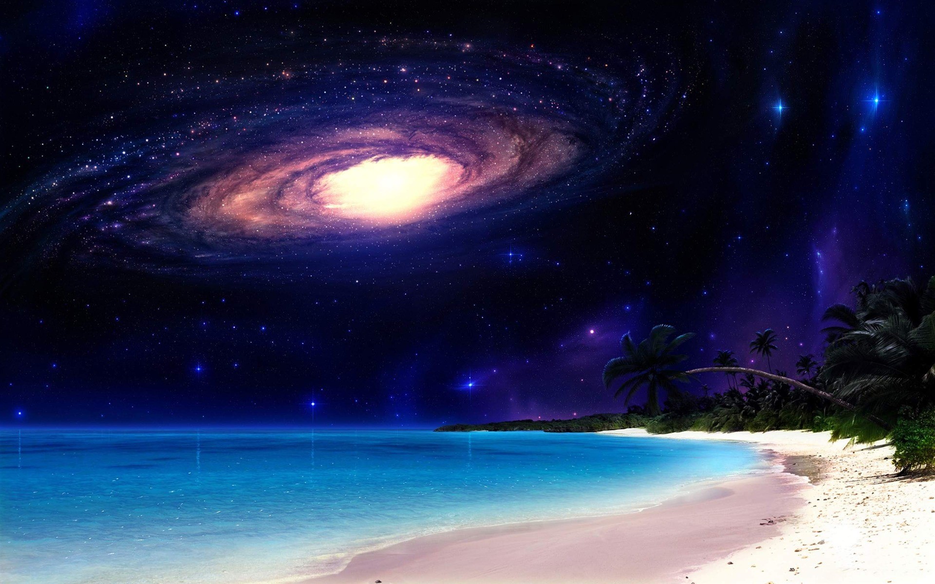 General 1920x1200 digital art space night sky tropical beach sky