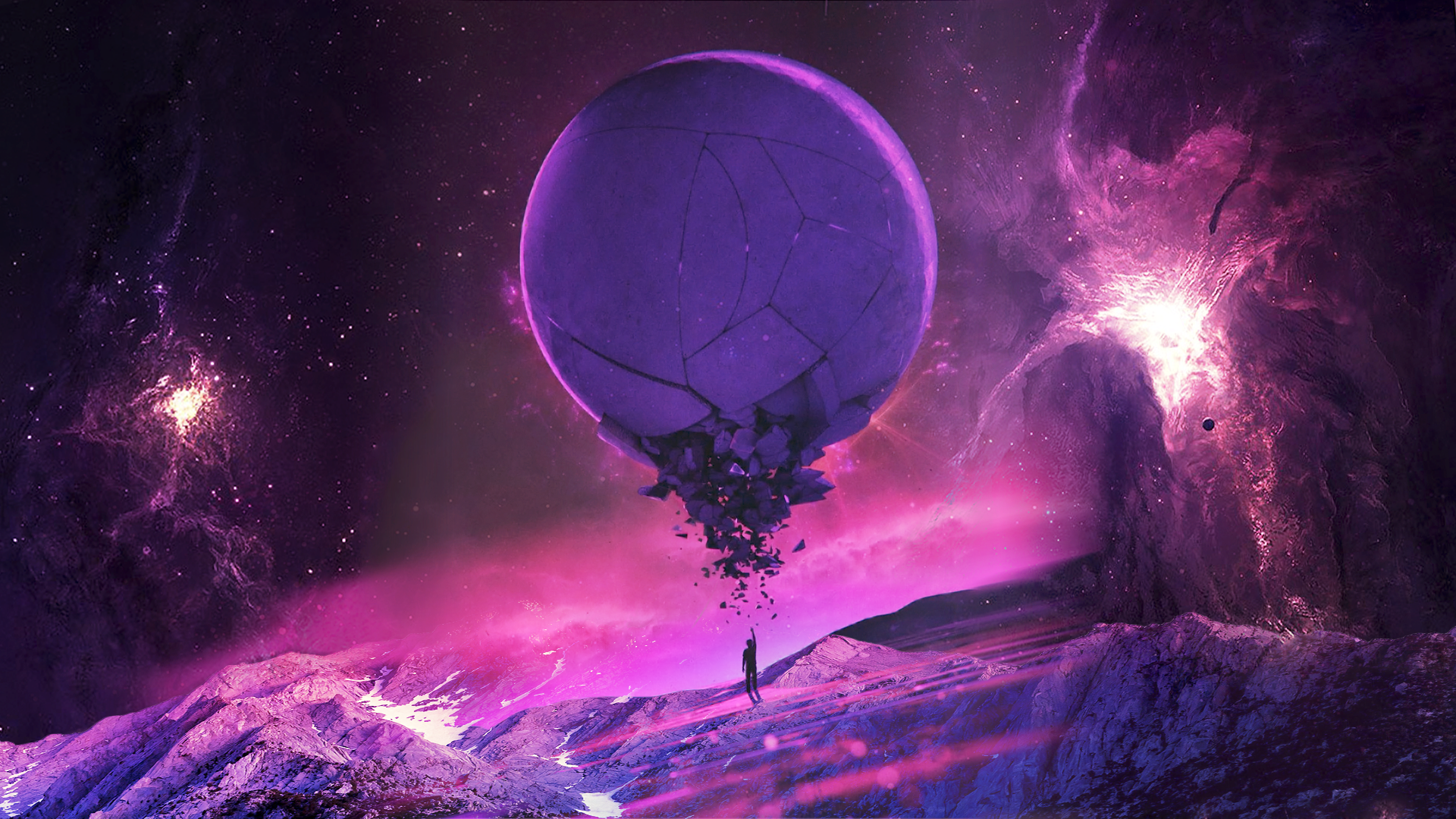 General 1920x1080 purple pink universe stars planet fantasy art space artwork