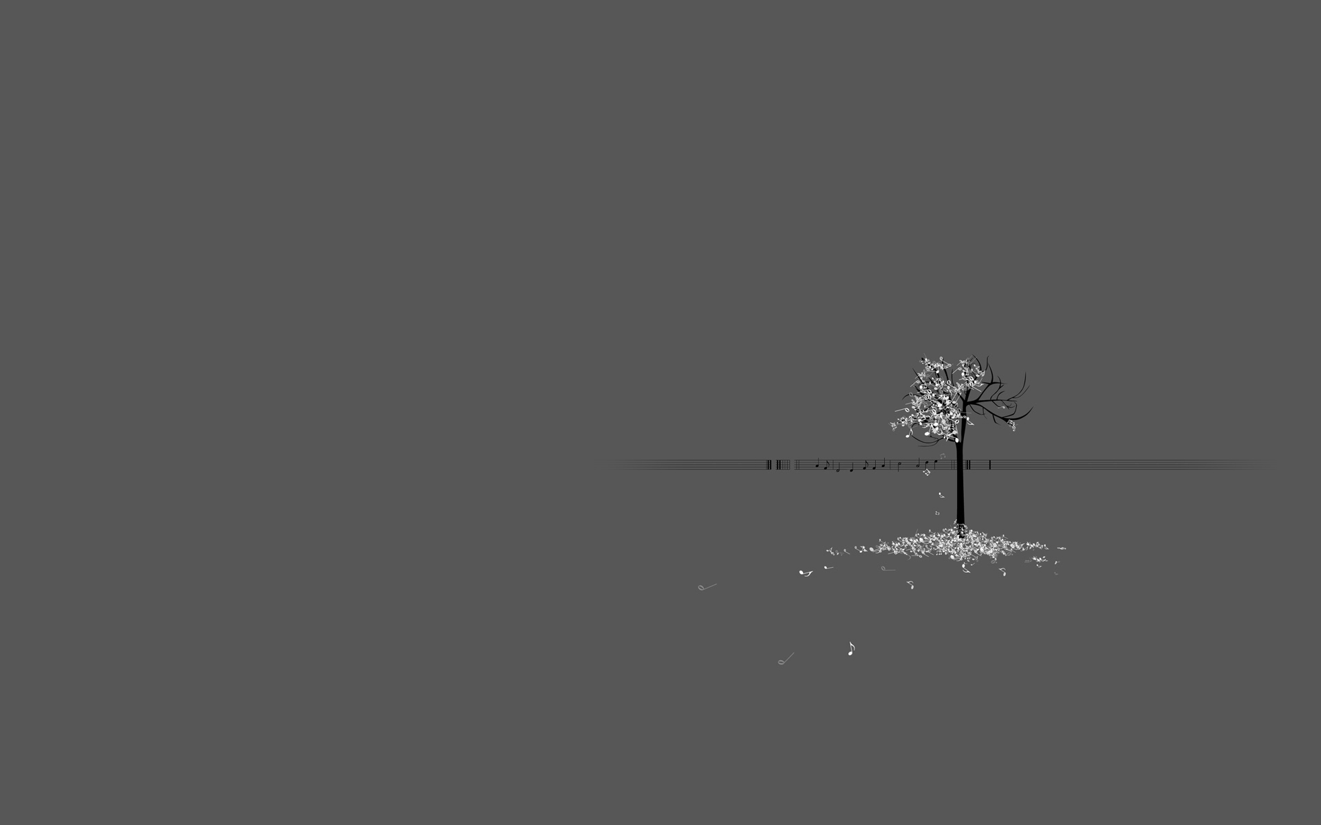General 1920x1200 musical notes monochrome simple background minimalism gray background trees