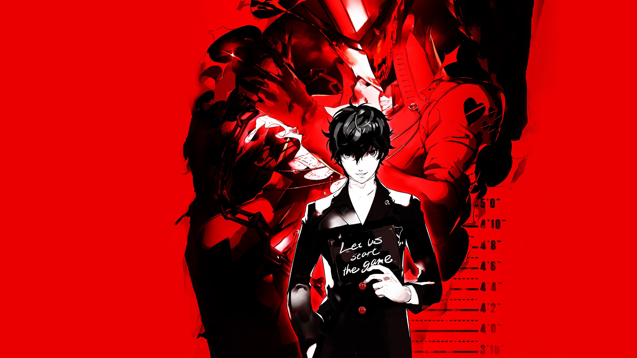 Anime 2560x1440 Persona 5 Persona series Akira Kurusu anime games anime red background simple background red video games