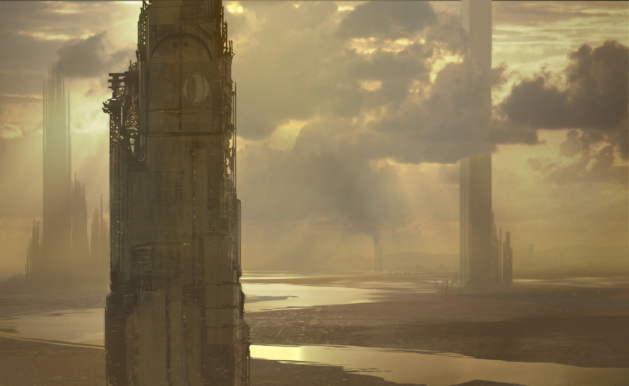General 2500x1536 science fiction artwork digital art futuristic tower sky clouds Half-Life 2 PC gaming