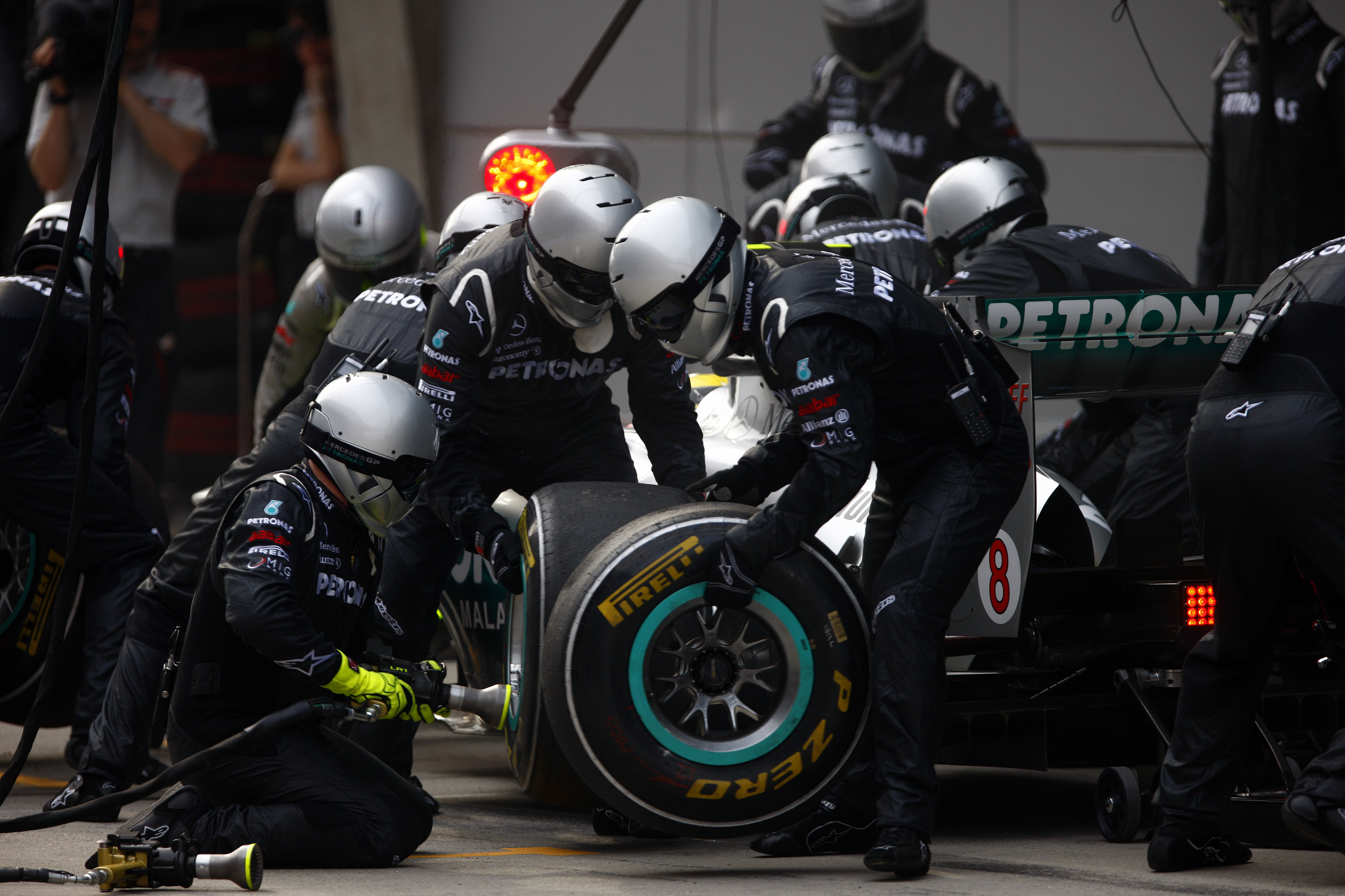 General 5616x3744 Formula 1 tires race cars sport car Pit stop Mercedes-Benz motorsport racing vehicle