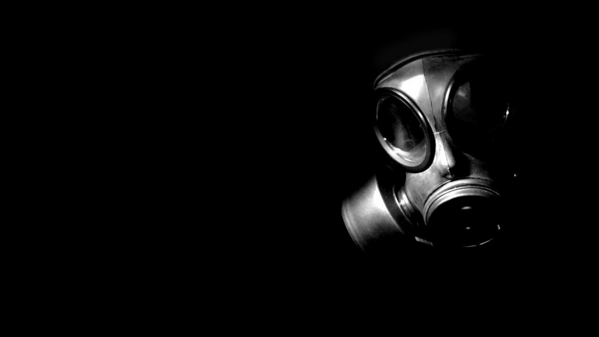General 1920x1080 creepy minimalism black background gas masks simple background