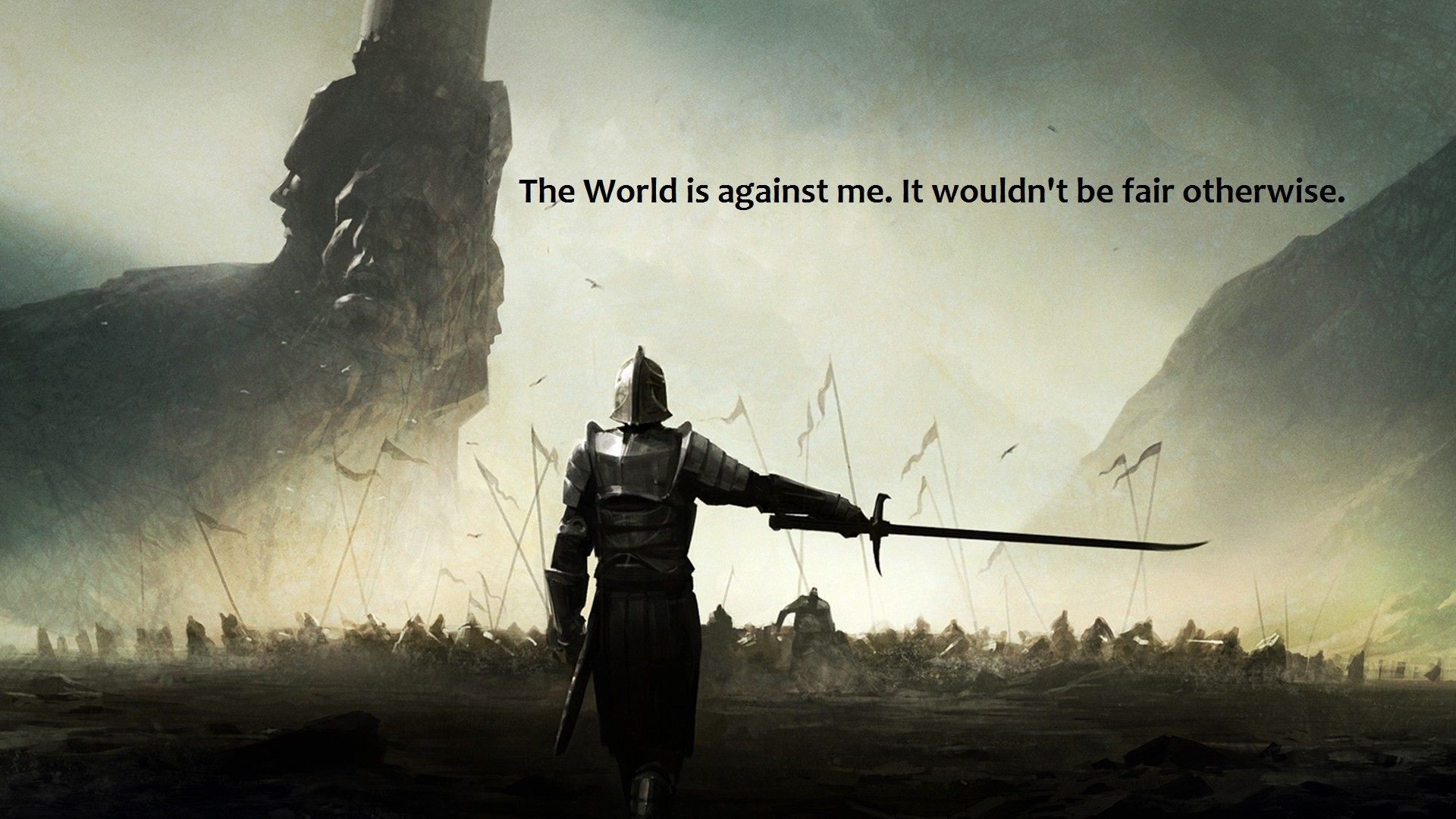 General 1920x1080 battle quote fantasy art video games warrior sword video game art knight text rear view motivational