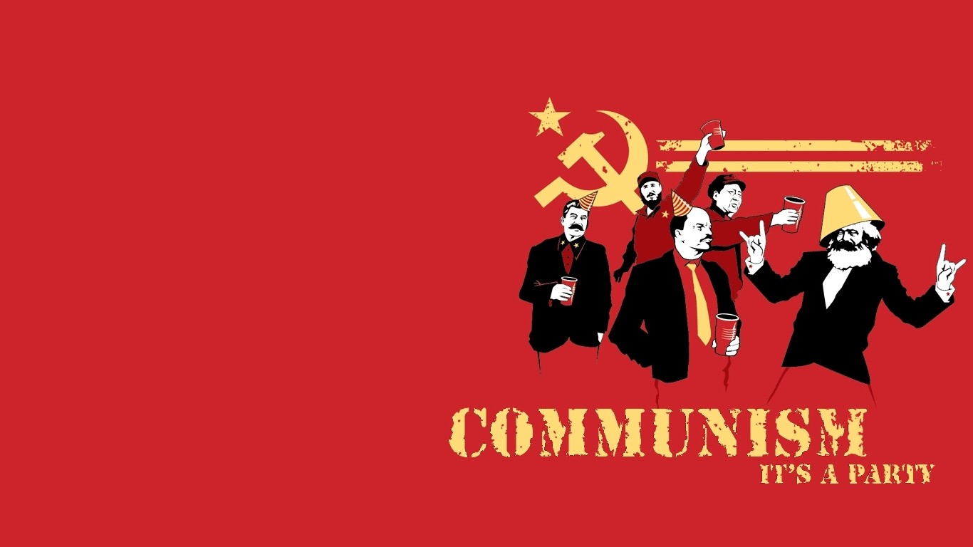 General 1366x768 founding fathers of communism humor communism red background typography minimalism Joseph Stalin Vladimir Lenin Karl Marx Fidel Castro Mao Zedong