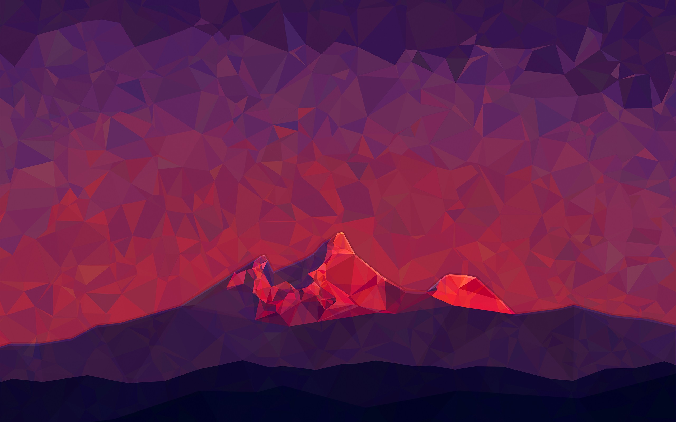 General 2560x1600 low poly mountains abstract poly digital art nature sky red