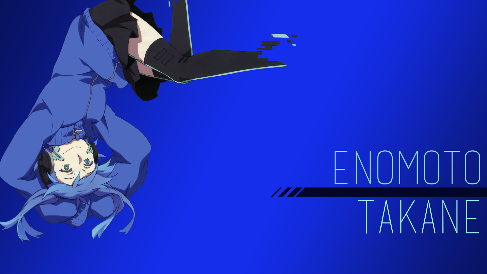 Anime 1920x1080 Kagerou Project anime blue background Enomoto Takane legs simple background blue hair