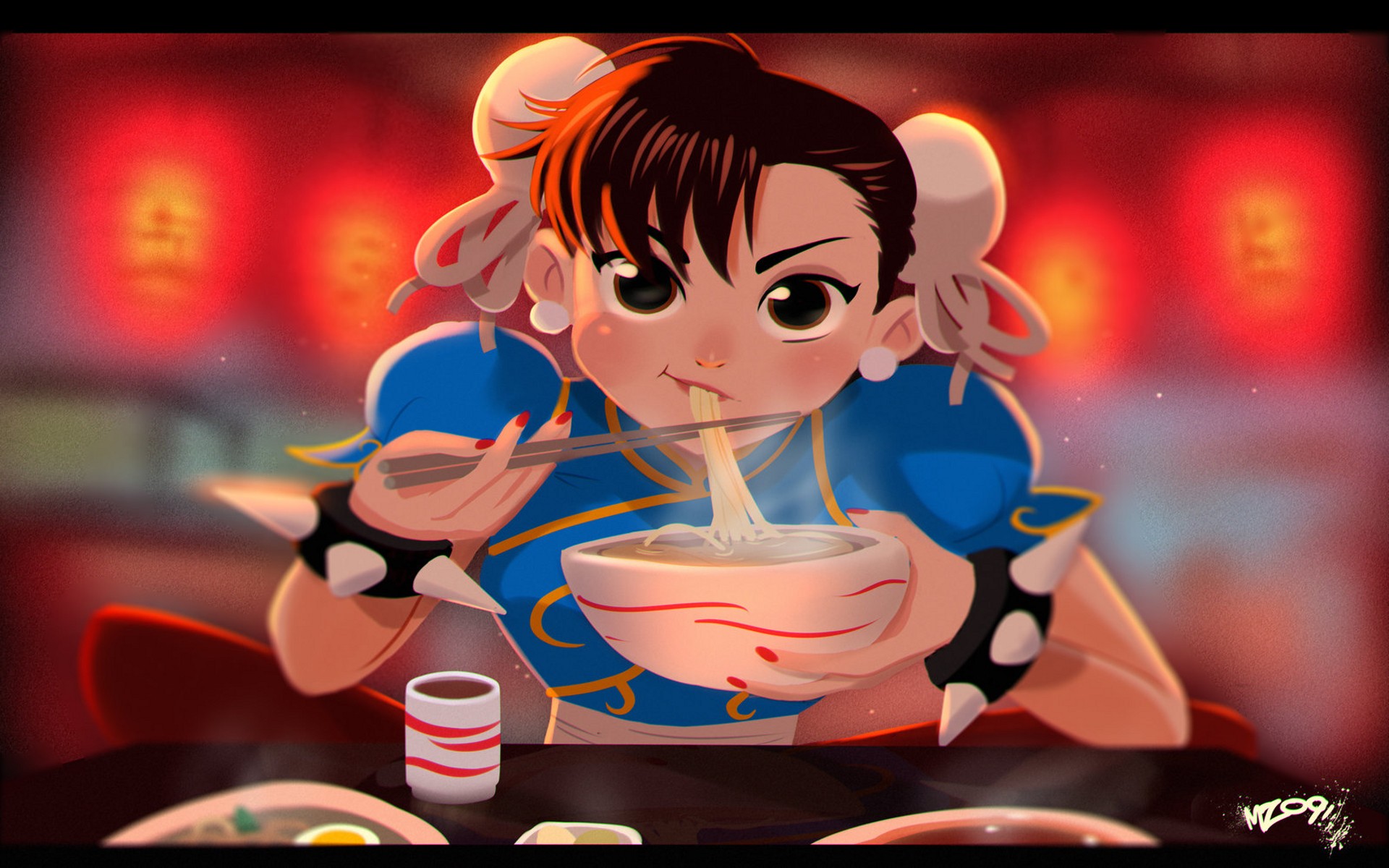 Anime 1920x1200 Chun-Li Street Fighter video game girls anime girls anime anime girls eating dark eyes video game art video game warriors painted nails red nails artwork
