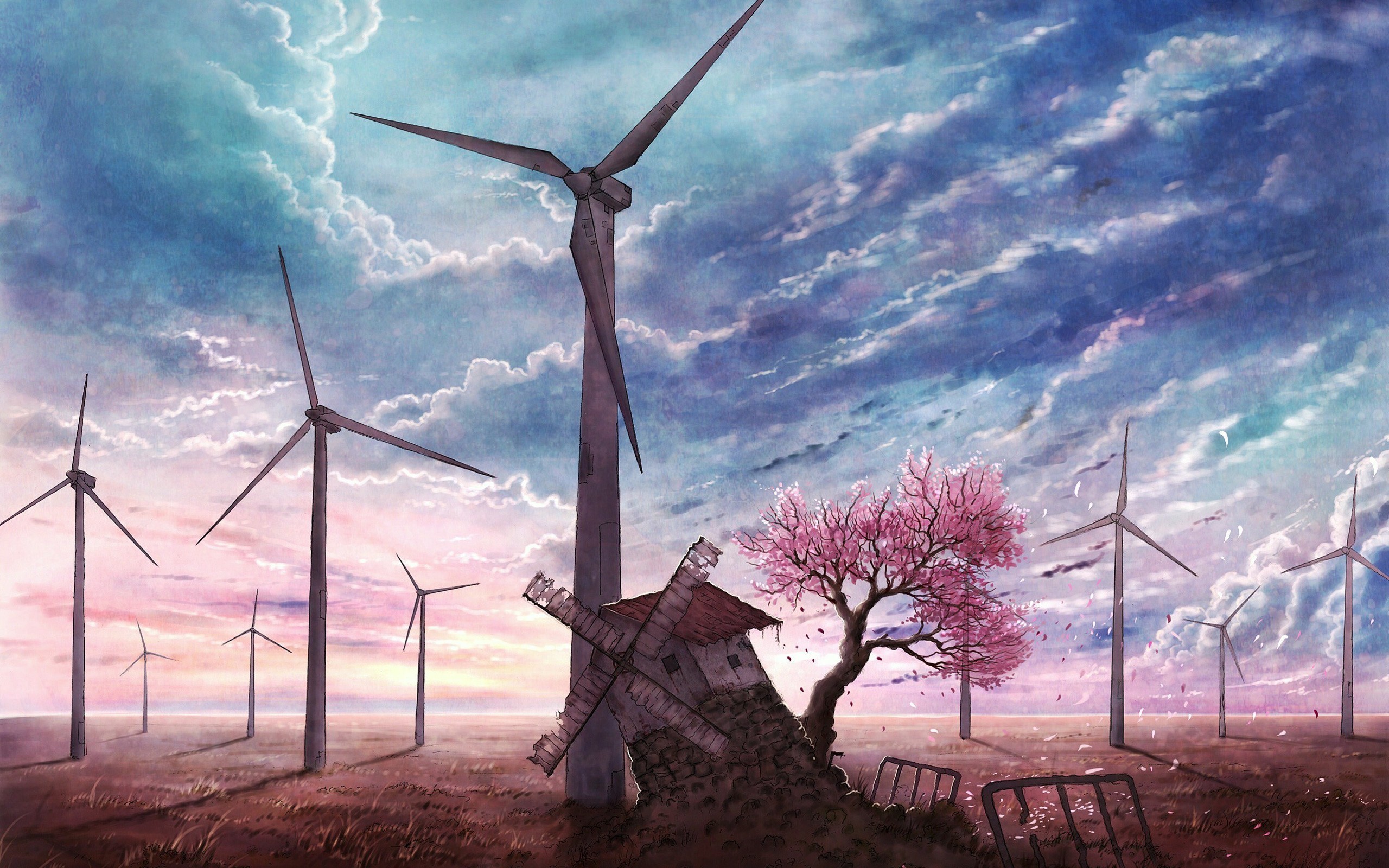 Anime 2560x1600 anime scenery sky outdoors artwork trees clouds C_o_l_a