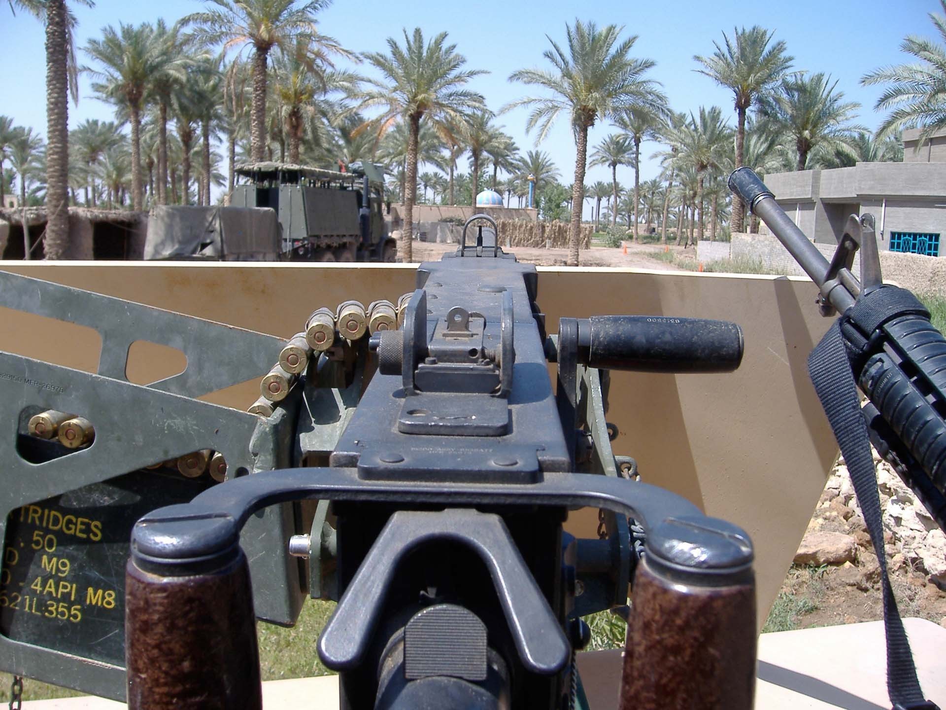 General 1920x1440 army machine gun M2 Browning military weapon American firearms gun POV palm trees