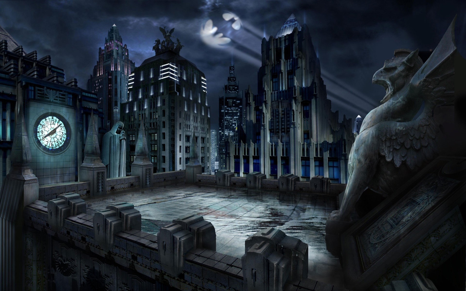 General 1920x1200 Batman Gotham City artwork cityscape night