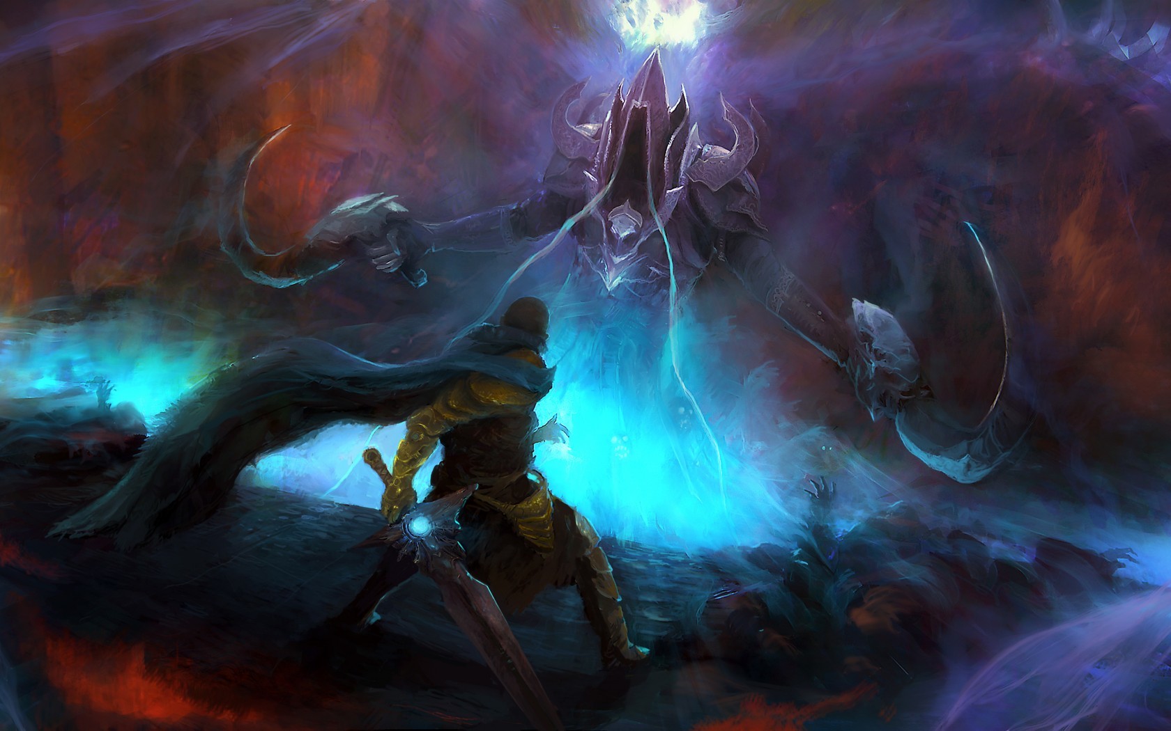 General 1680x1050 Diablo III Diablo video games fantasy art digital art warrior cyan PC gaming sword video game art