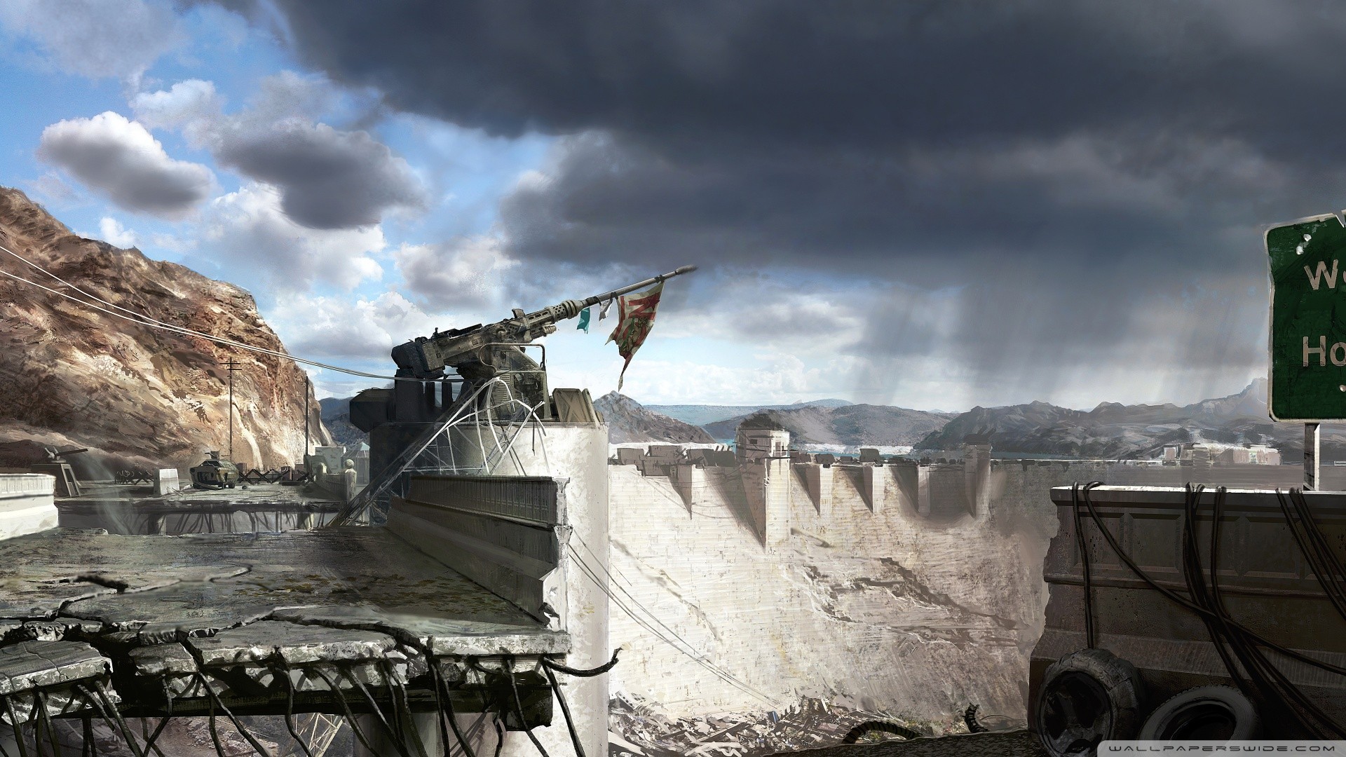General 1920x1080 apocalyptic Fallout: New Vegas artwork video games Fallout PC gaming Hoover Dam science fiction