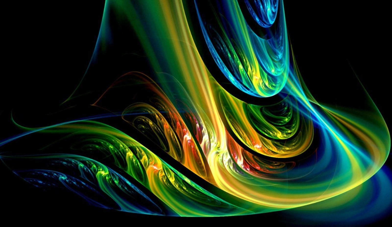 General 1600x926 abstract CGI digital art colorful shapes green simple background black background