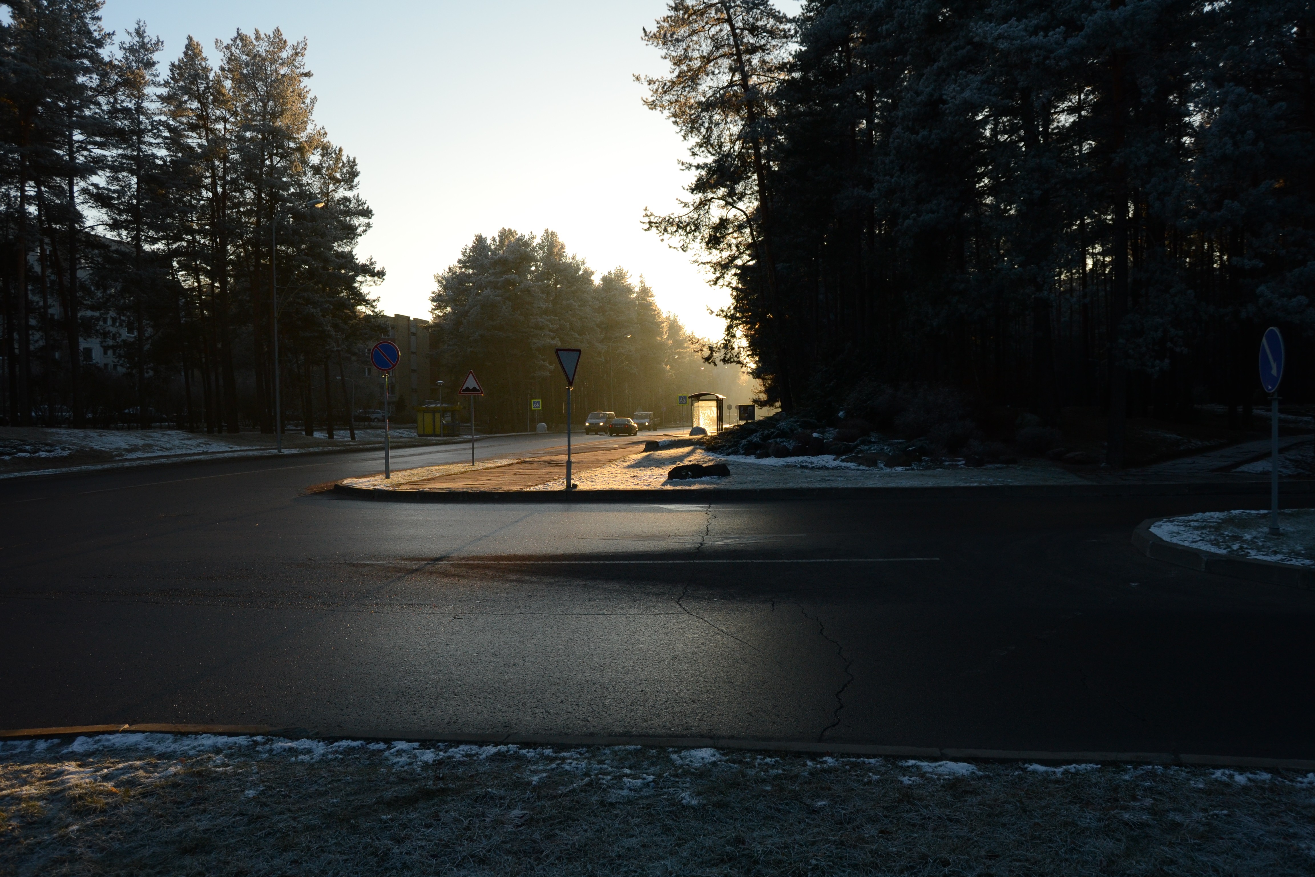 General 4608x3072 winter street traffic trees road frost