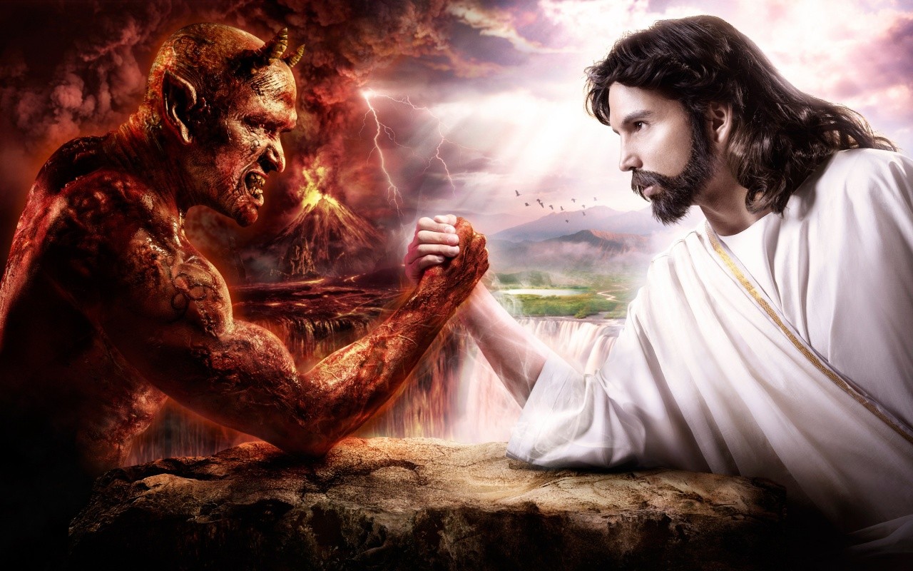 General 1280x800 devil Jesus Christ artwork religion