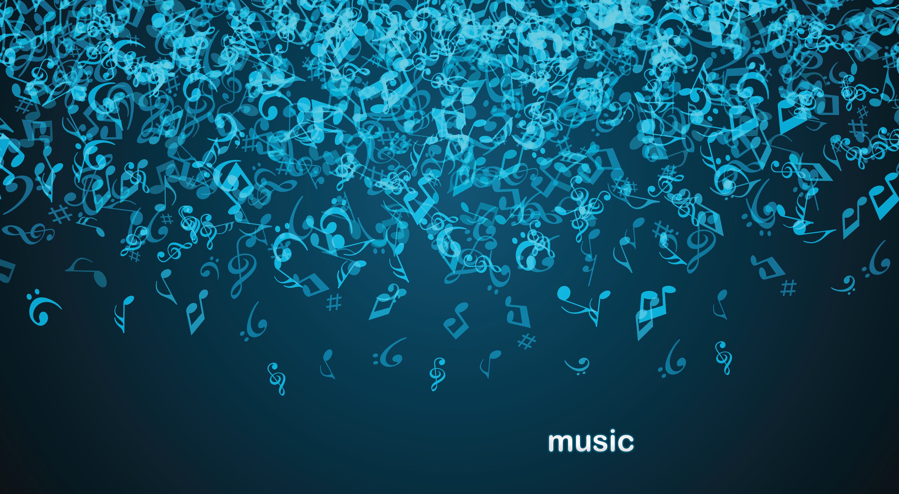 General 3000x1650 music musical notes digital art blue blue background typography