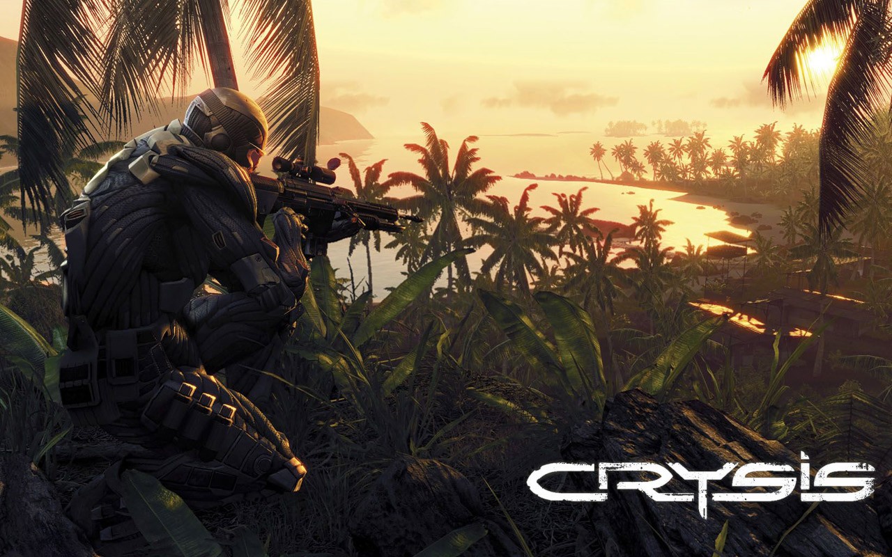 General 1280x800 Crysis armor weapon sniper rifle jungle beach video games science fiction video game art