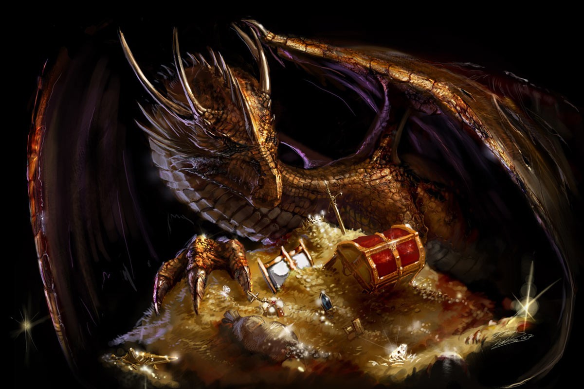 General 1200x800 dragon gold fantasy art creature artwork treasure