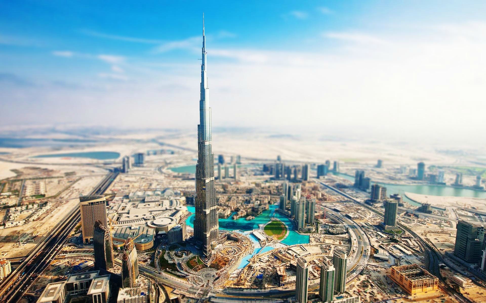General 1920x1200 cityscape photography city building Burj Khalifa Dubai tilt shift digital art sky desert United Arab Emirates