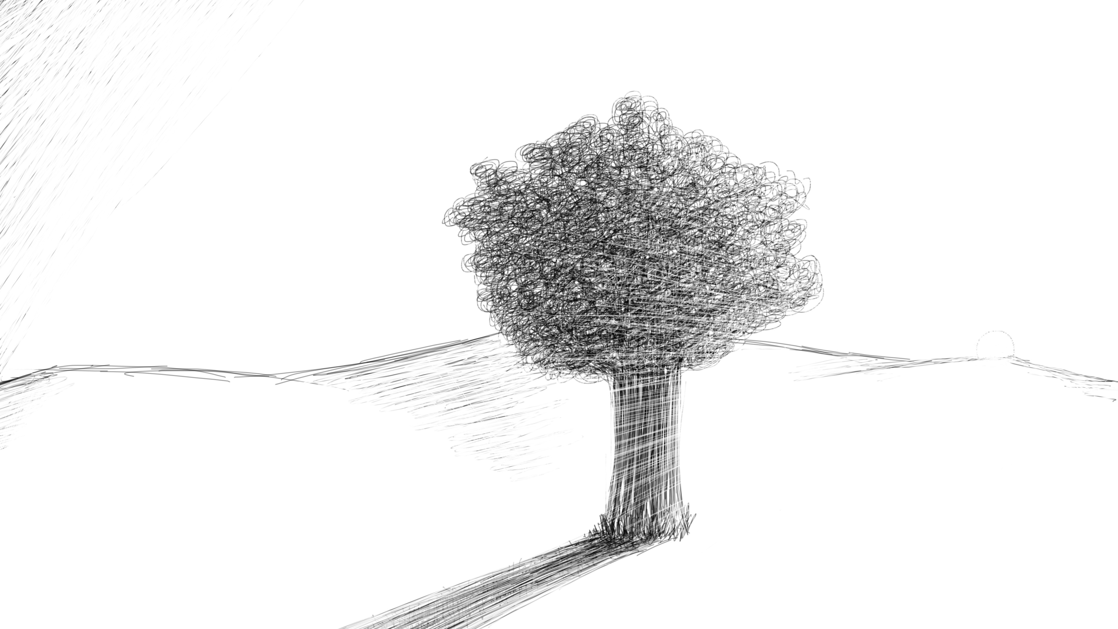 General 3840x2160 trees pencils sketches artwork minimalism landscape digital art simple background