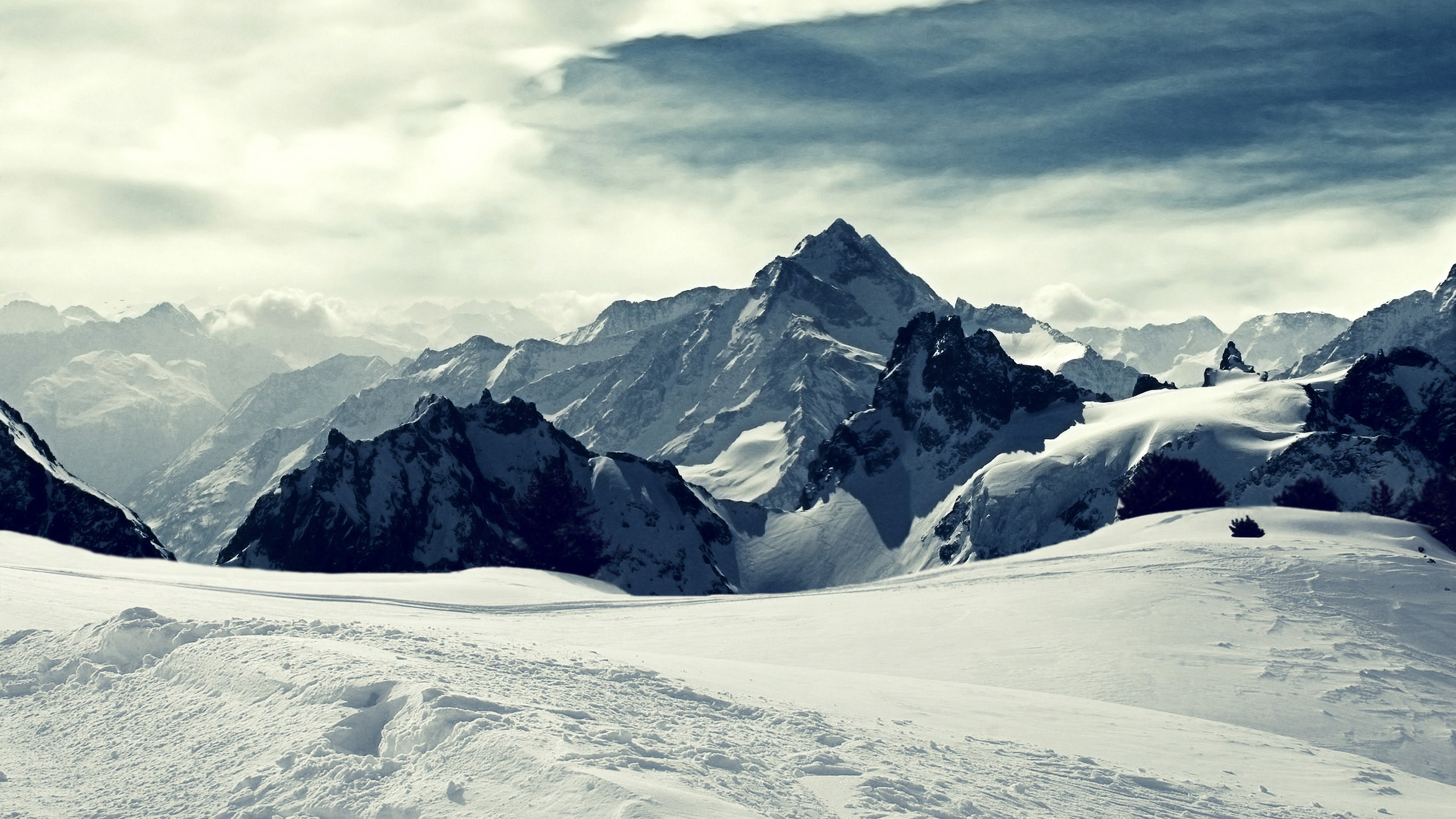 General 2560x1440 snow winter mountains nature landscape photography clouds sky cold Switzerland snowy mountain Titlis Engelberg