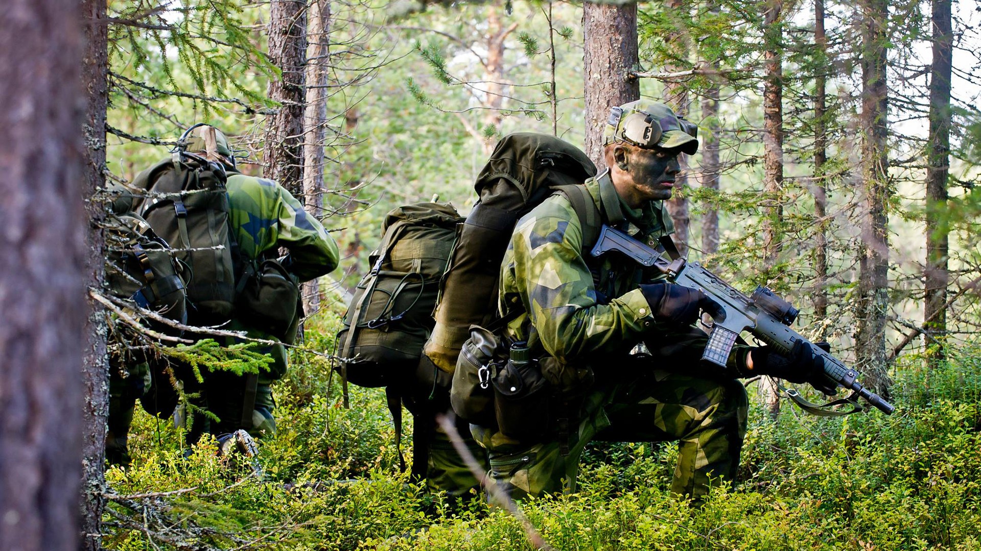 General 1920x1080 military soldier forest Swedish Army AK-5C assault rifle