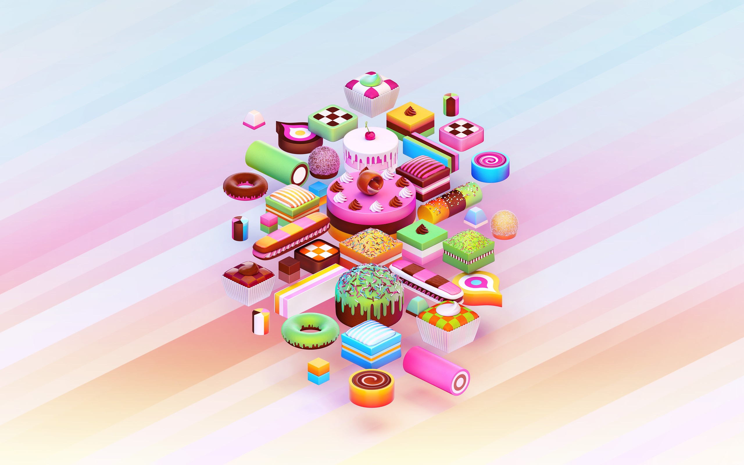 General 2560x1600 cake food colorful sweets artwork digital art