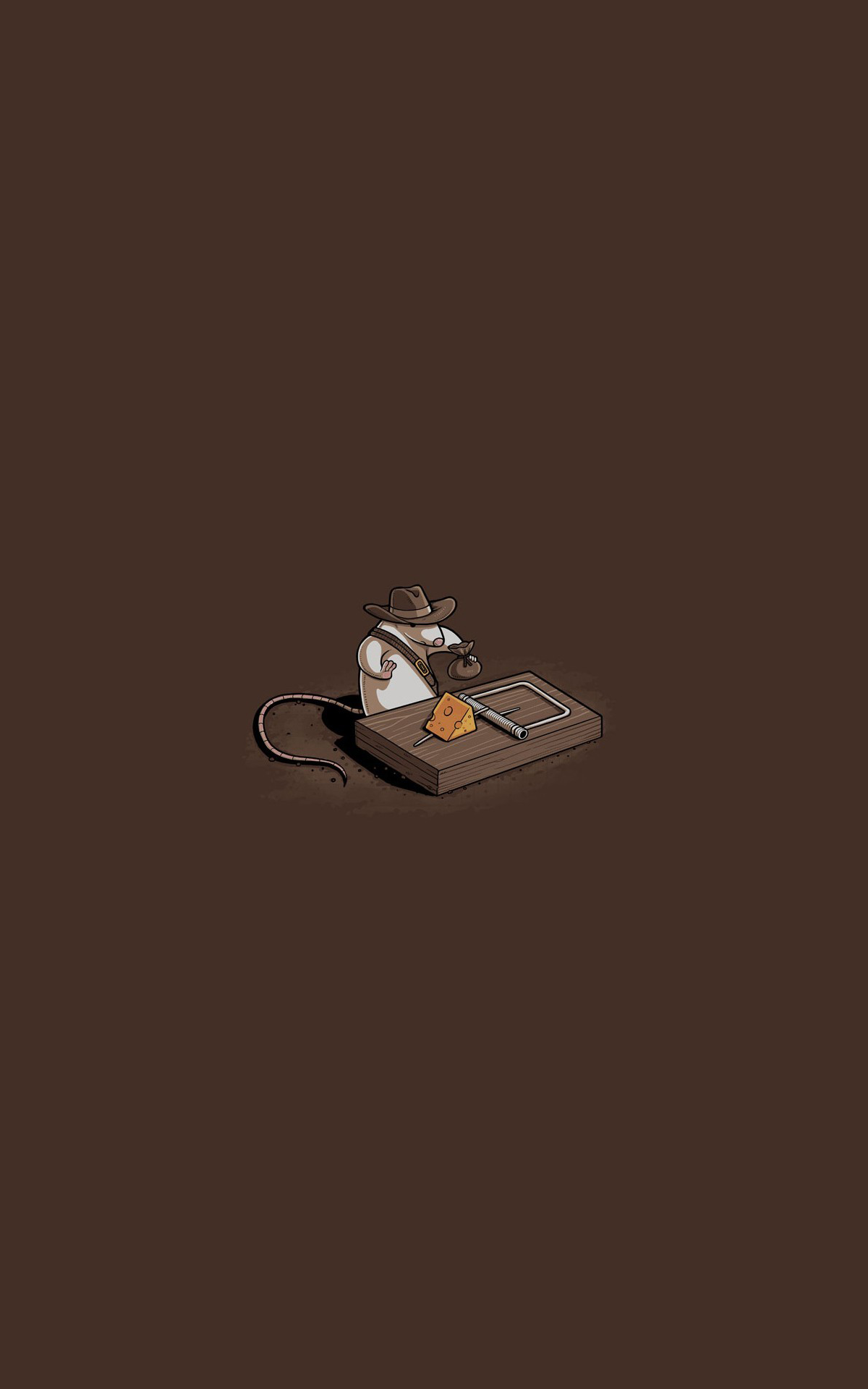 General 1200x1920 mice Indiana Jones humor parody minimalism portrait display brown background simple background cheese treasure food hat mousetrap