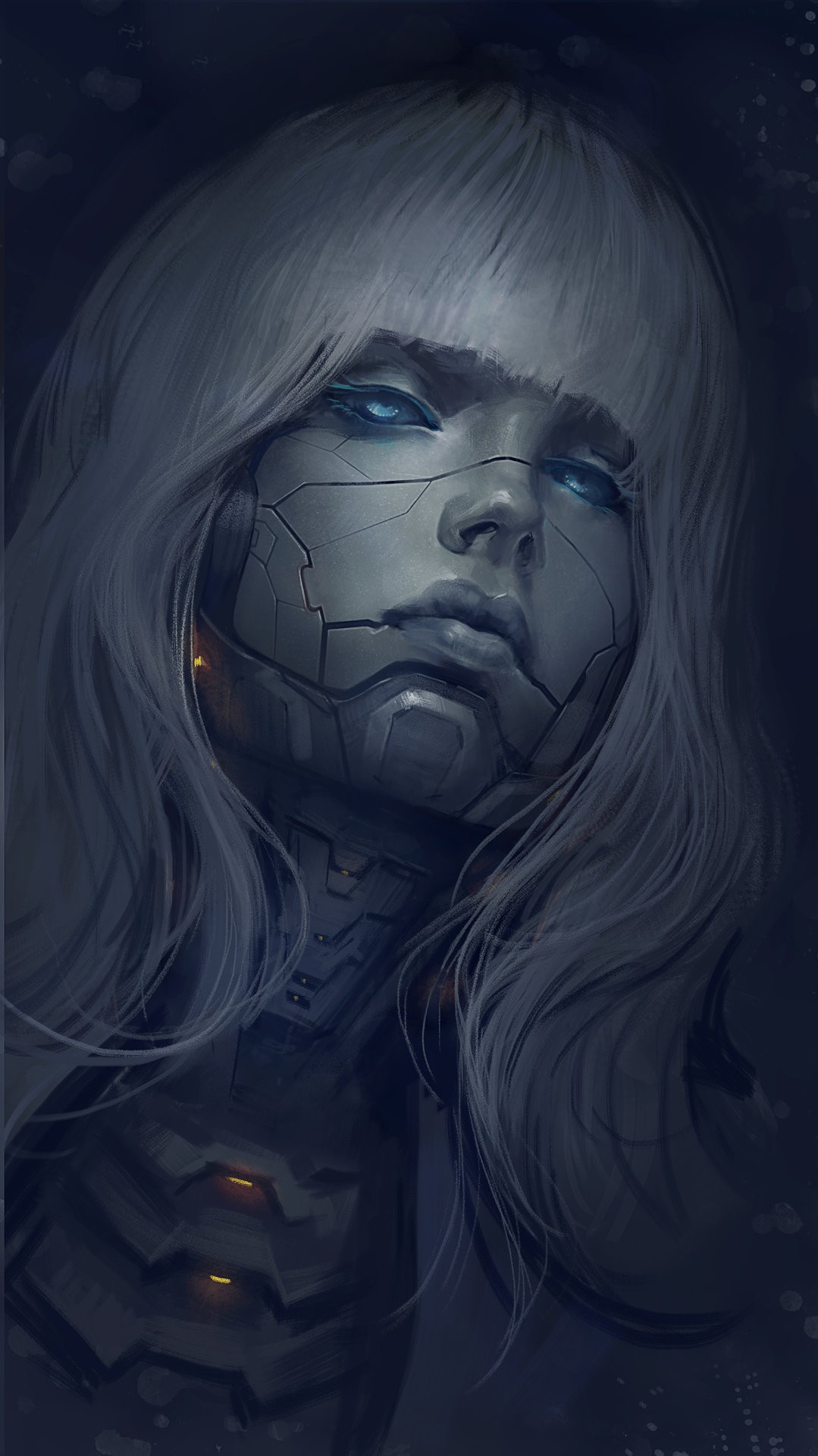 General 1079x1920 blue eyes women face futuristic machine cyborg science fiction aqua eyes long hair
