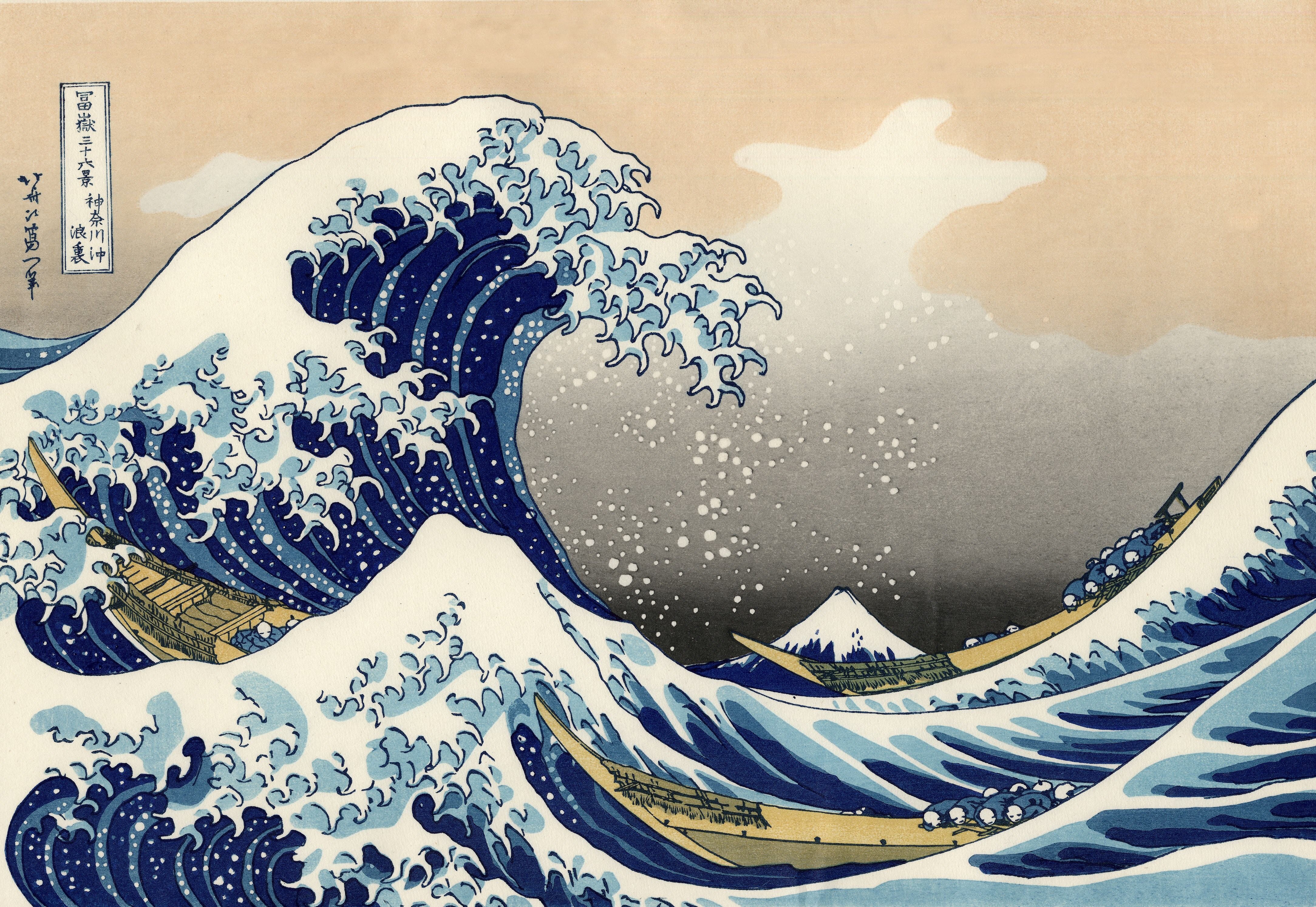 General 4335x2990 The Great Wave of Kanagawa painting Japanese waves classic art Ukiyo-e Japanese Art artwork water Hokusai traditional art Japan Asia sea